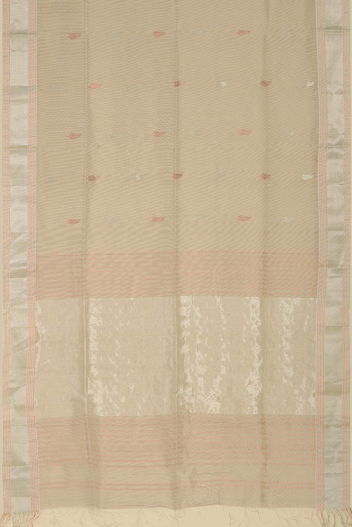 Cream Maheshwari Silk Saree