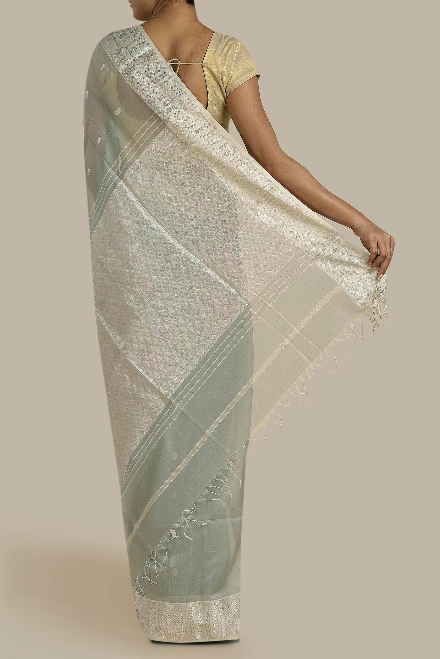 Green Maheshwari Silk Cotton Saree