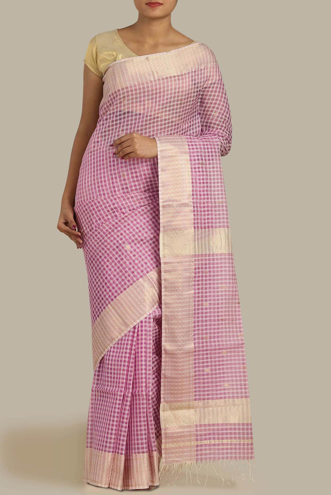 Pink Maheshwari Silk Saree