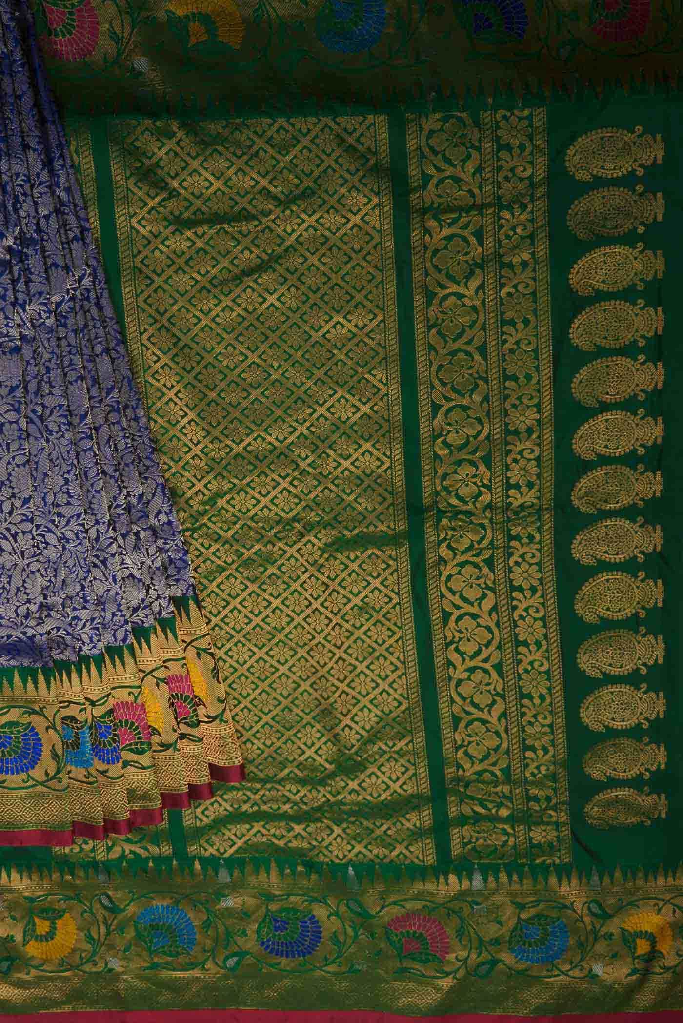 Blue Gadwal Silk Saree