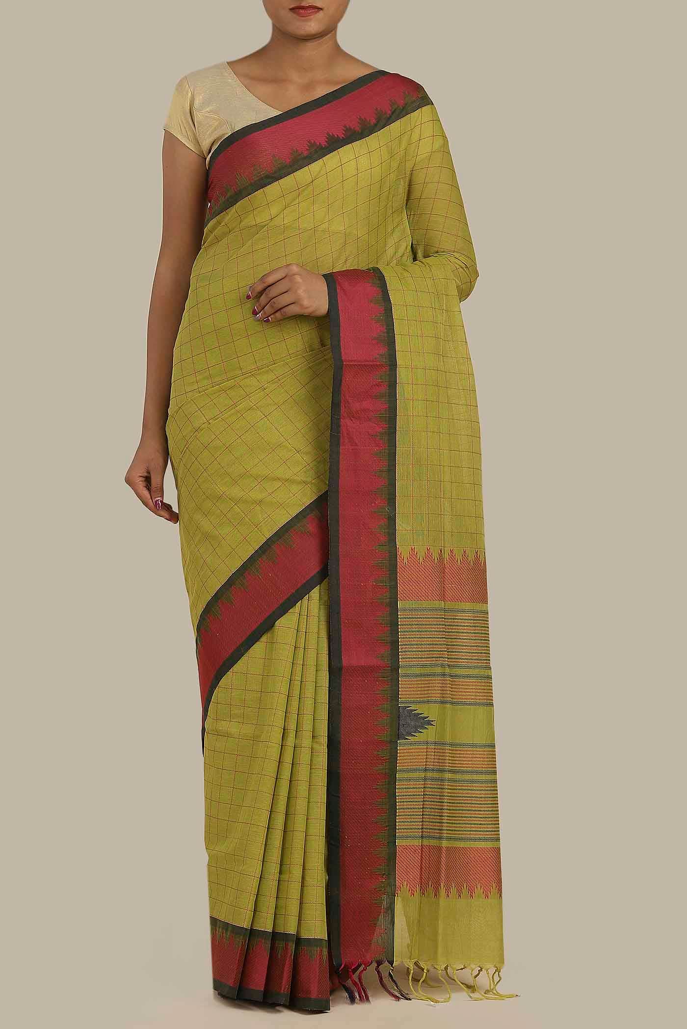 Green Cotton Saree