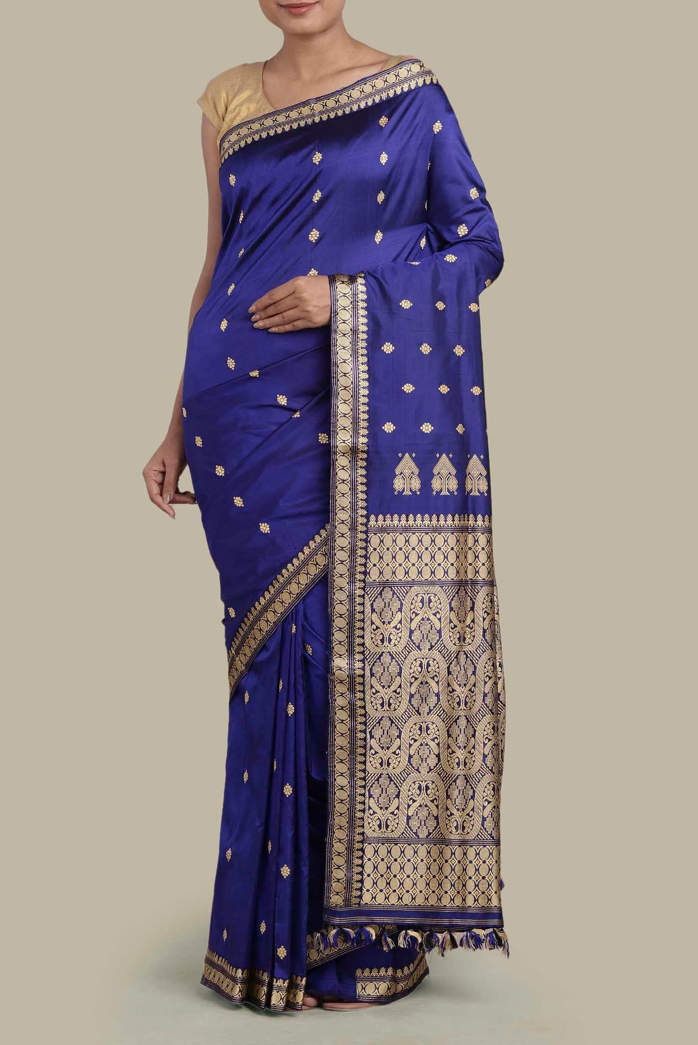 Blue Assam Silk Saree