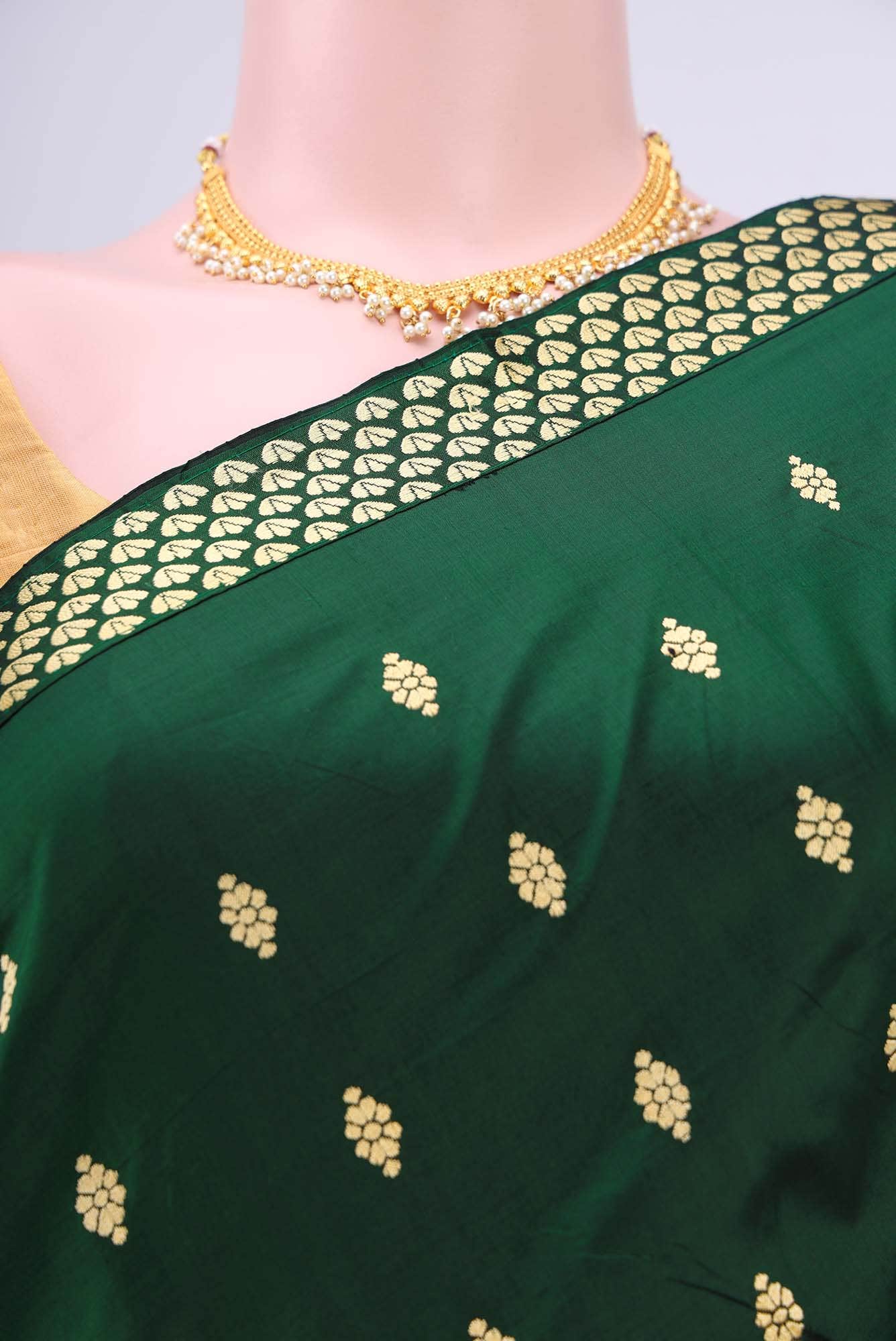 Bottle Green Assam Silk Saree
