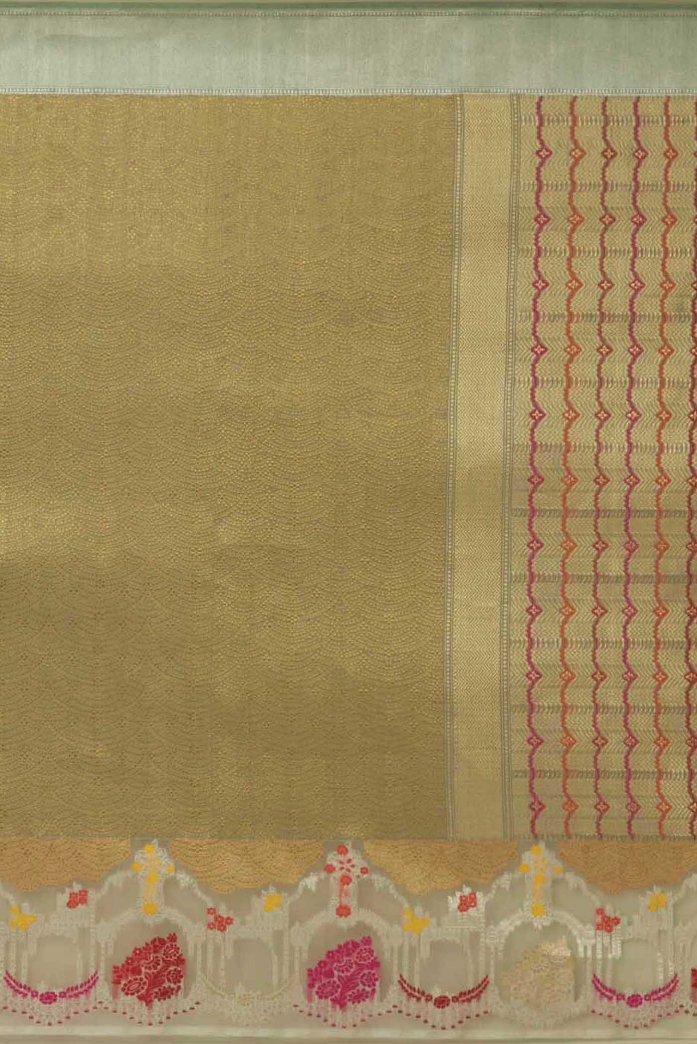 Green Banarasi Kora Silk Saree