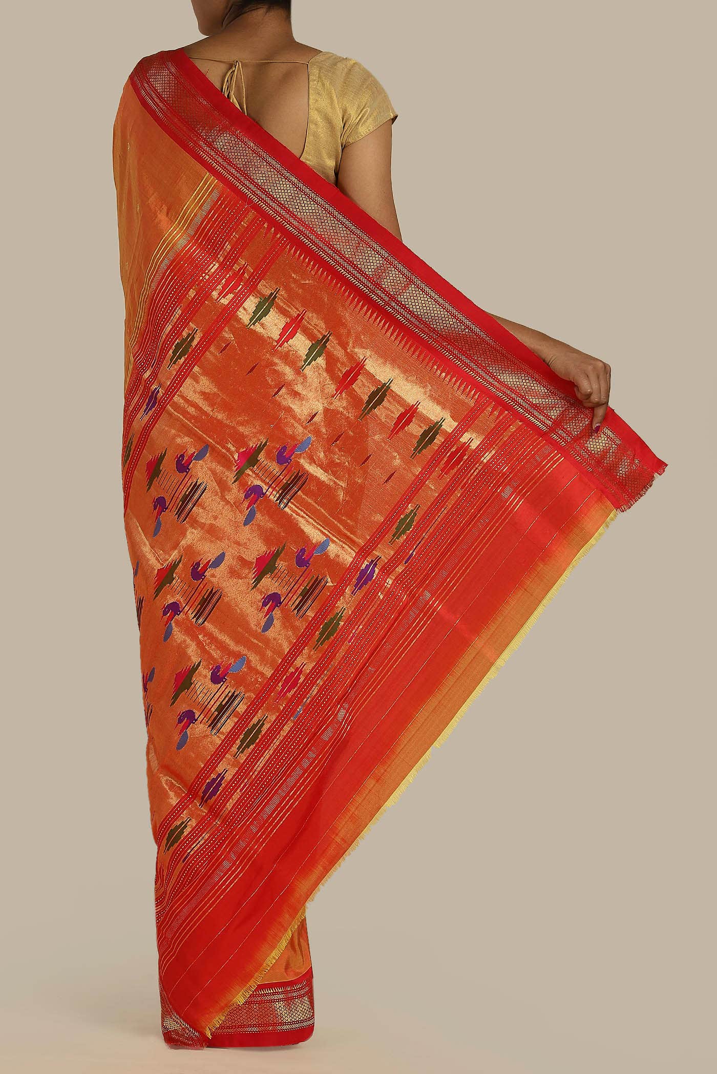 Orange Paithani Silk Saree