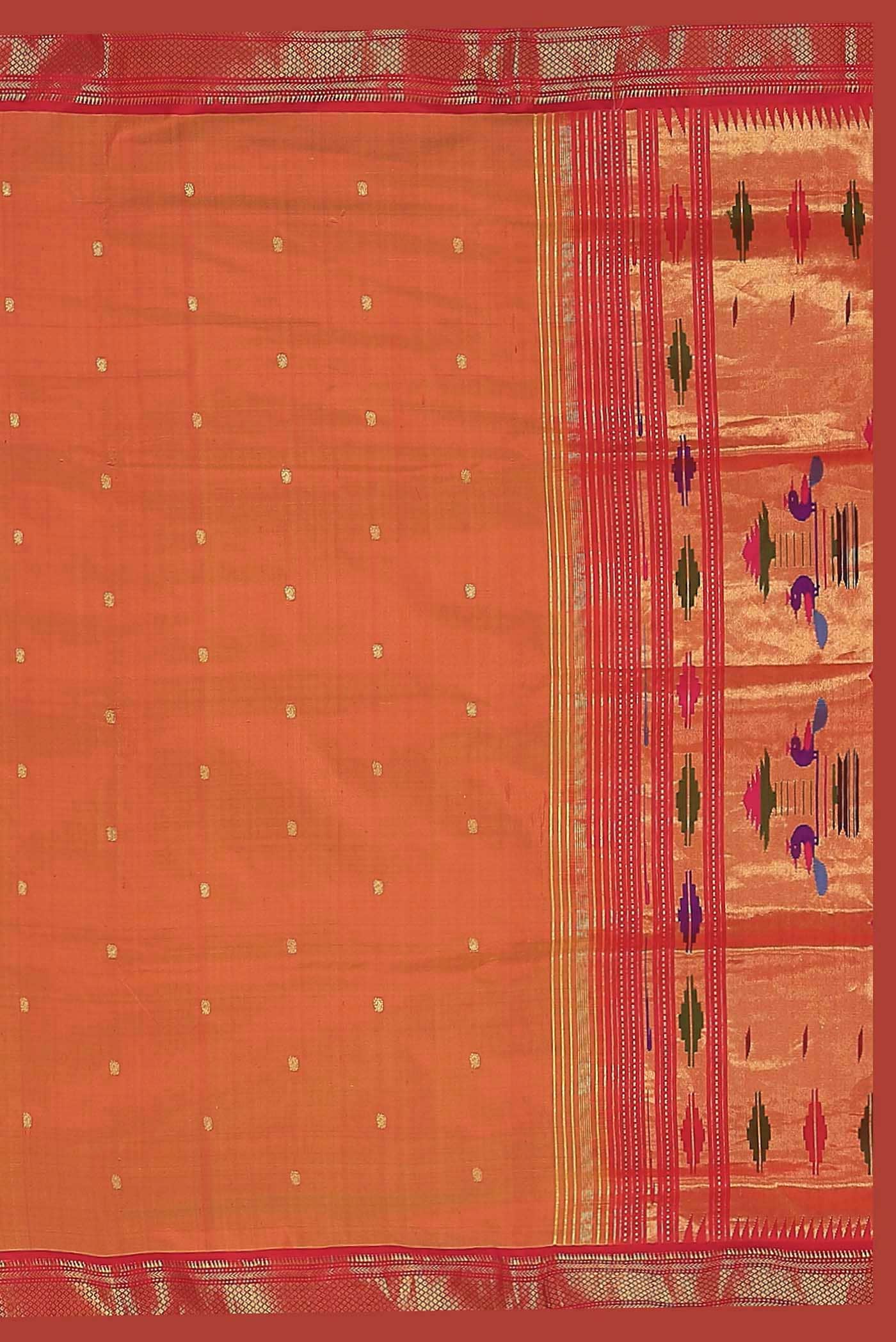 Orange Paithani Silk Saree