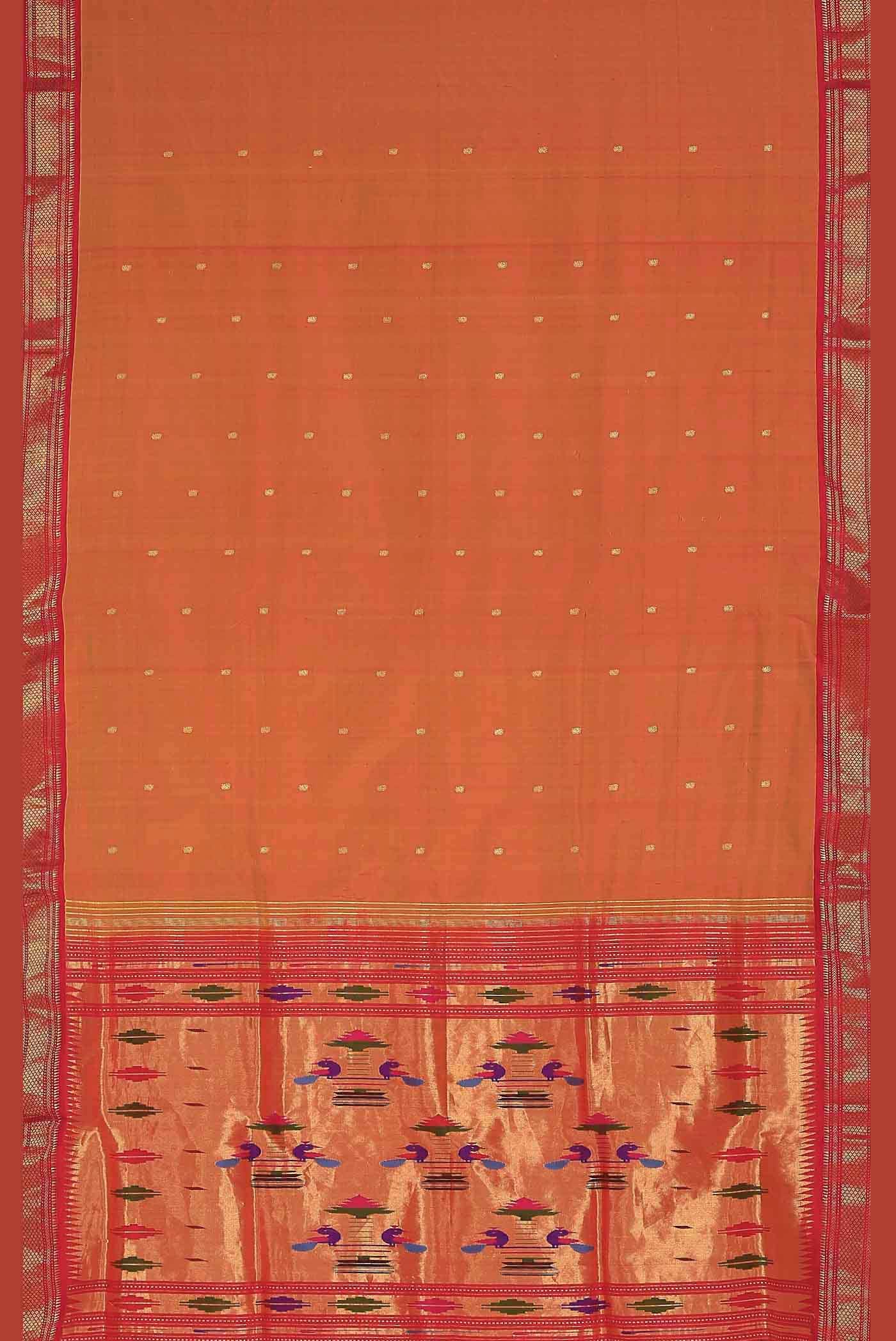 Orange Paithani Silk Saree