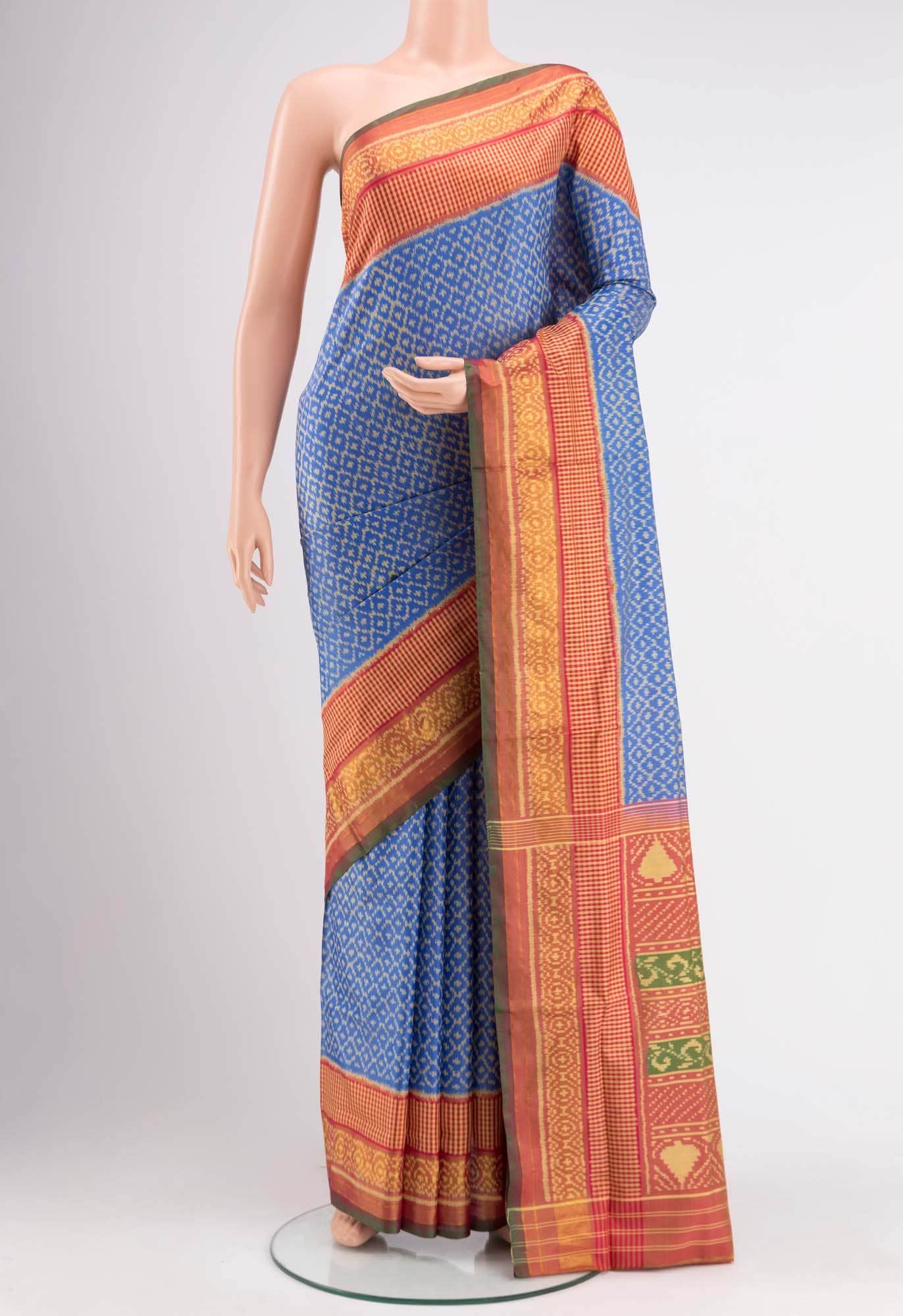 Blue Dual Tone Rajkot Patola Silk Saree
