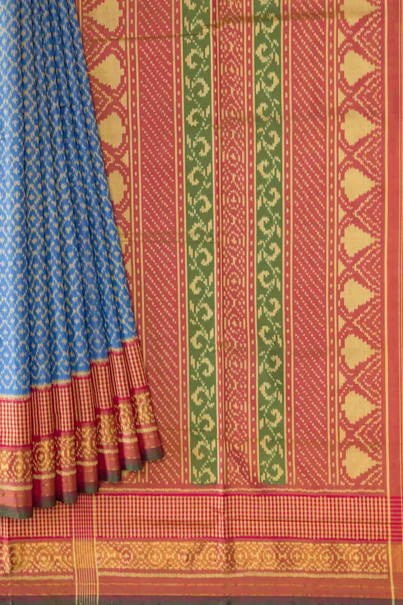 Blue Dual Tone Rajkot Patola Silk Saree