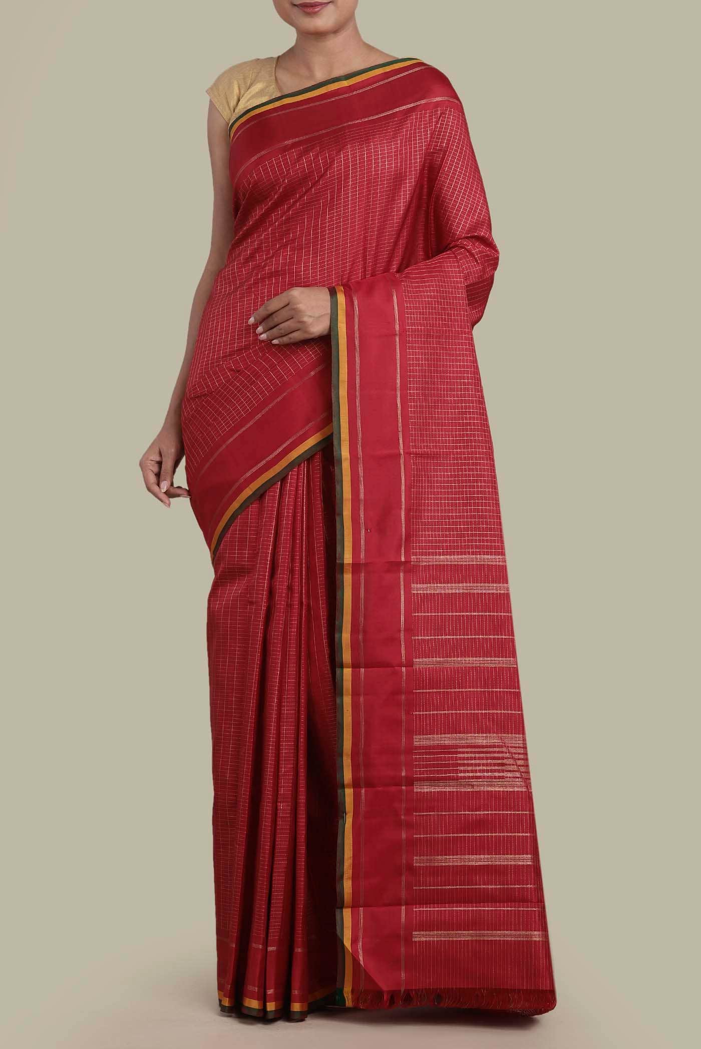 Pure Silk Pure Zari Red Kanchipuram Saree
