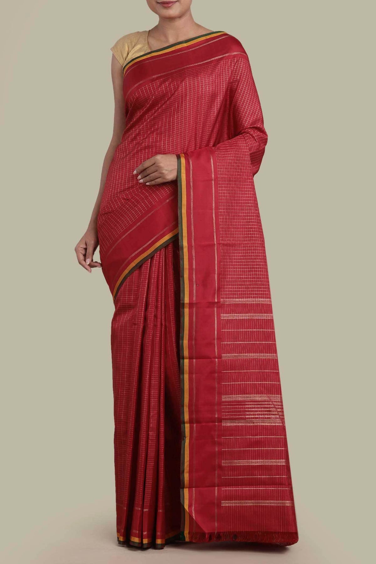 Pure Silk Pure Zari Red Kanjivaram Saree
