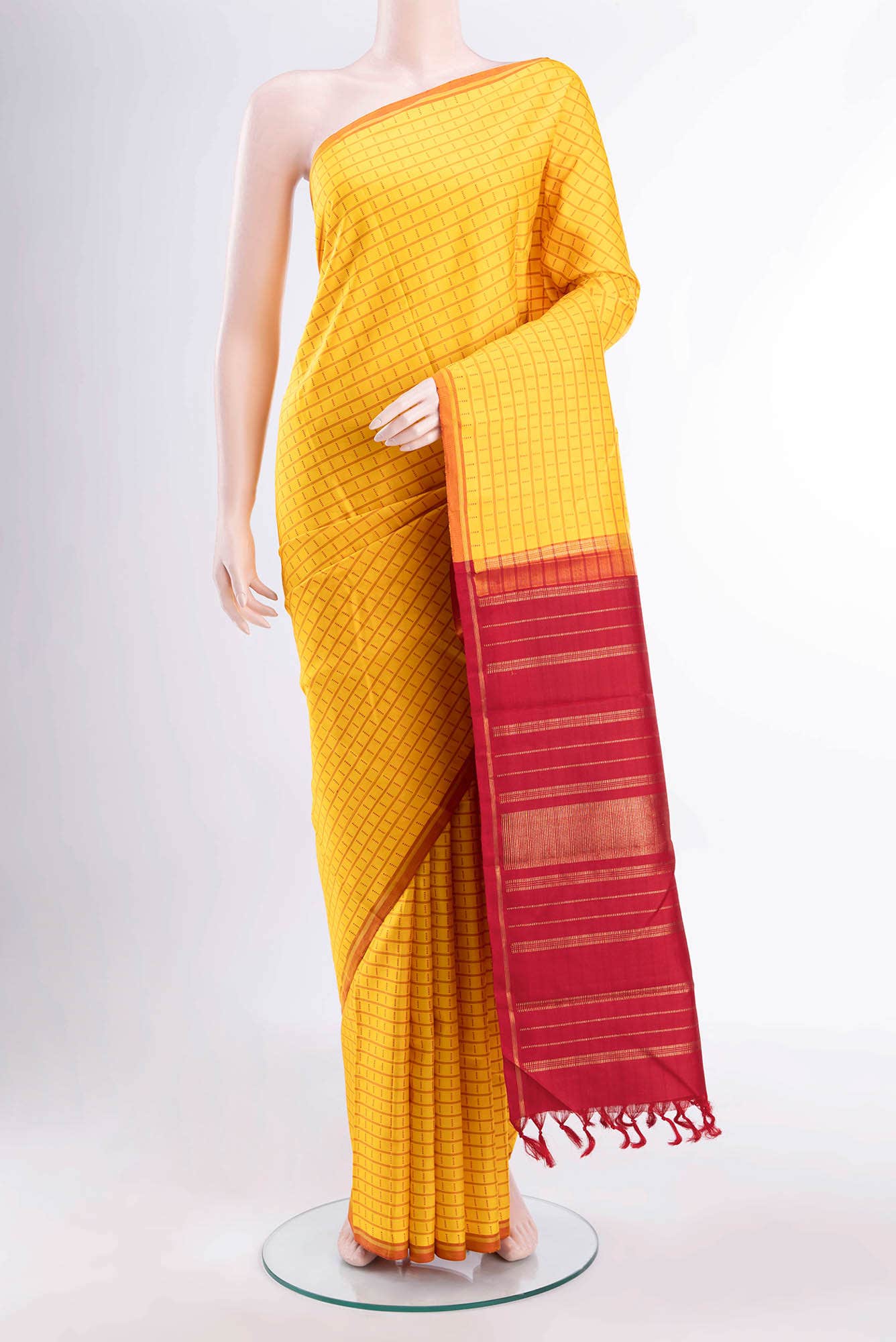 Pure Silk Pure Zari Yellow Kanchipuram Saree
