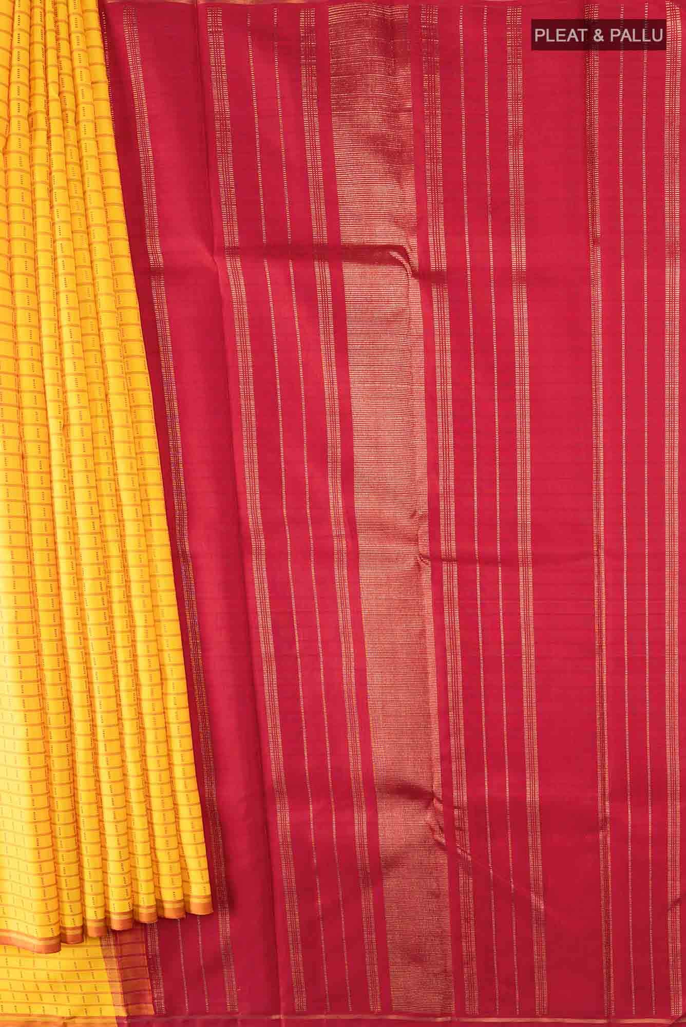 Pure Silk Pure Zari Yellow Kanchipuram Saree