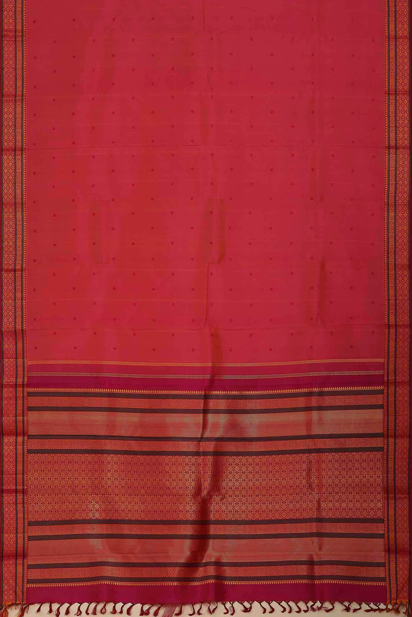 Coral Kanchipuram Silk Saree