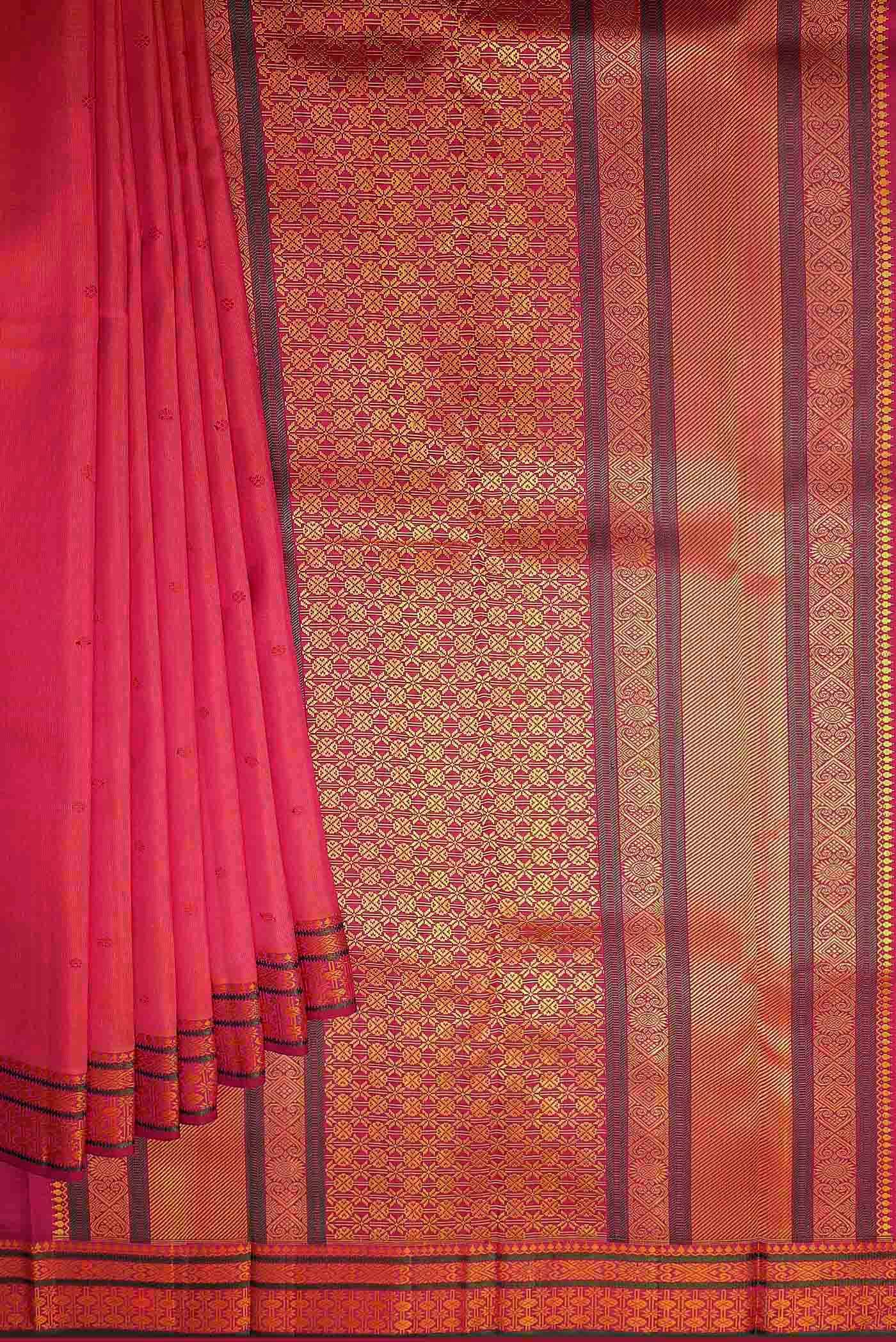 Coral Kanchipuram Silk Saree