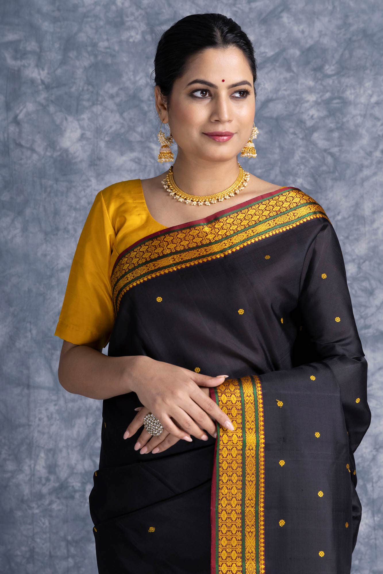Black Kanchipuram Silk Saree
