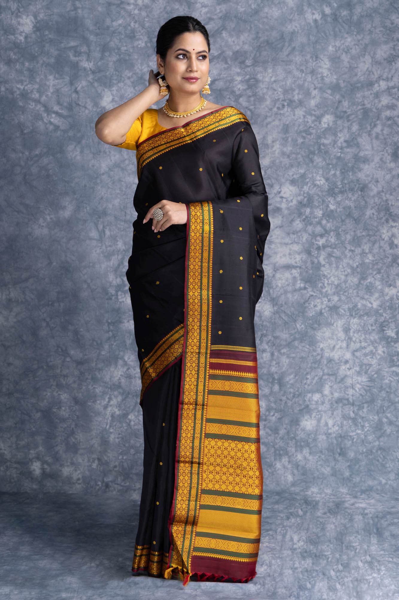 Black Kanchipuram Silk Saree