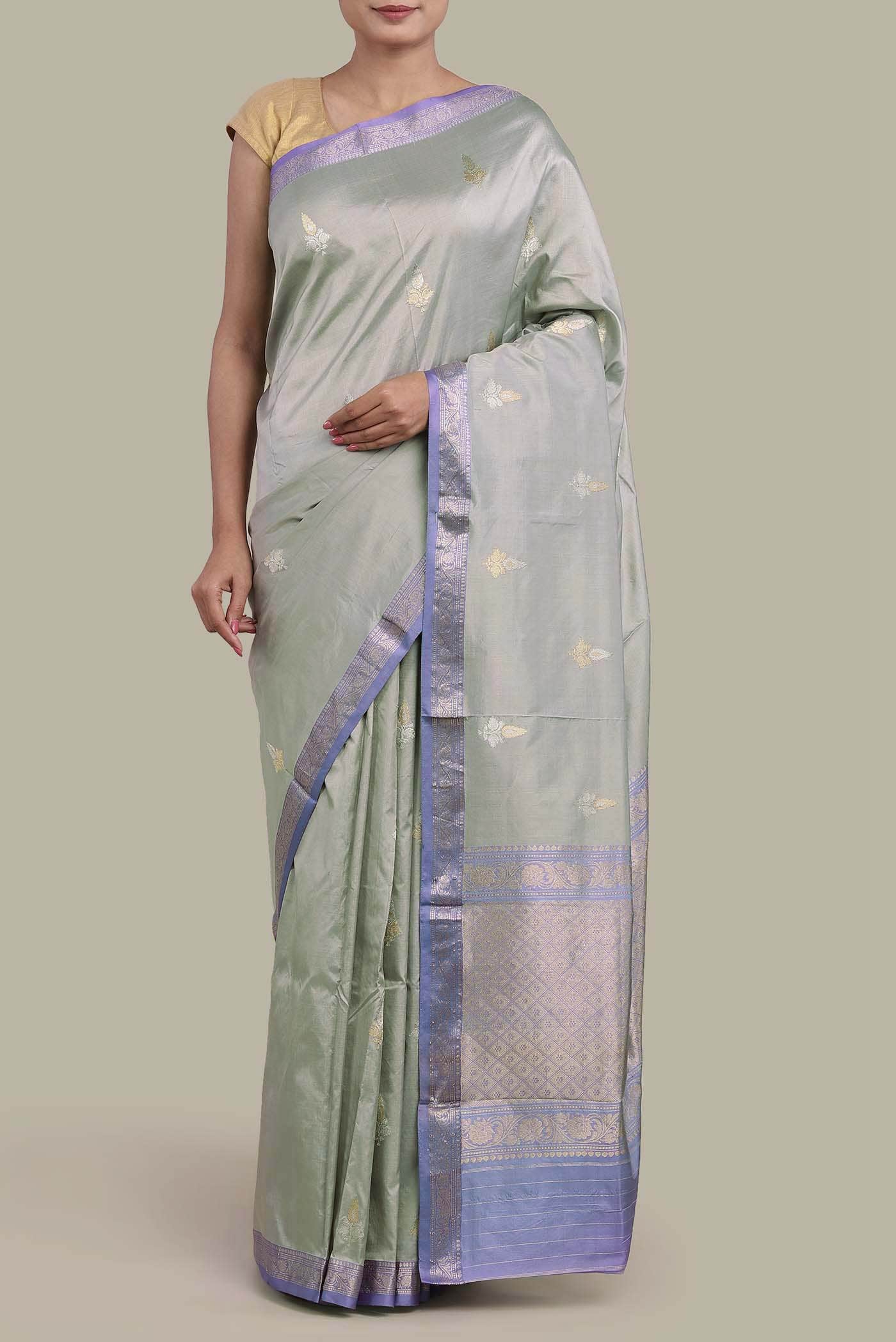 Blue Banarasi Katan Silk Saree