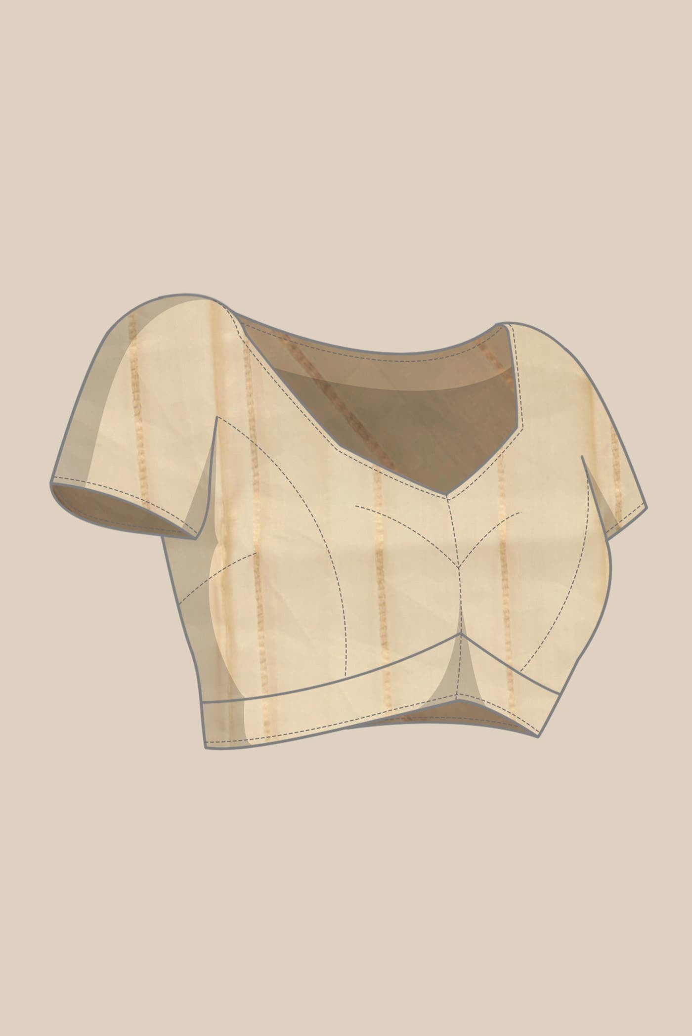 Beige Organza Silk Saree