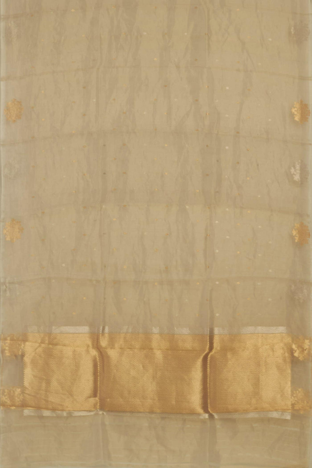 Beige Organza Silk Saree
