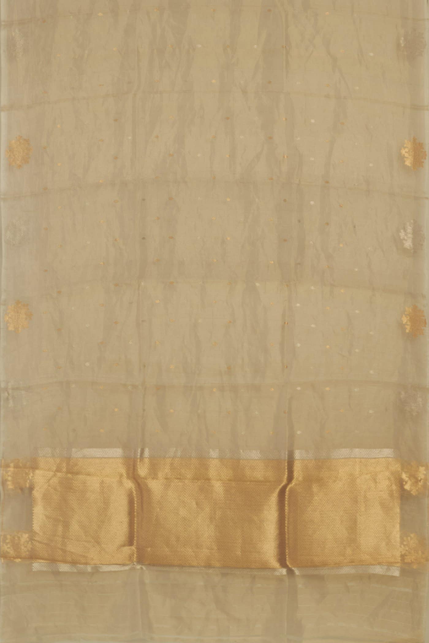 Beige Organza Silk Saree