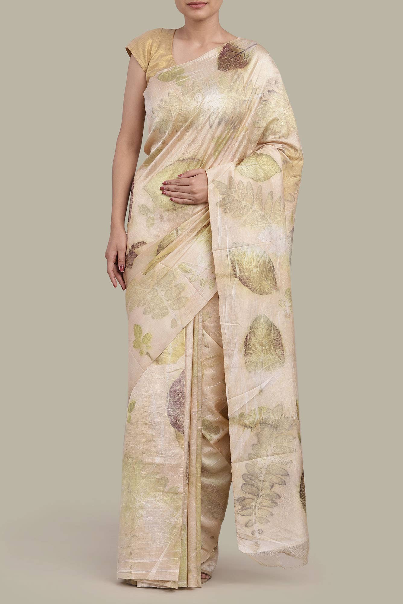 Sandal Bhagalpuri Tussar Silk Saree
