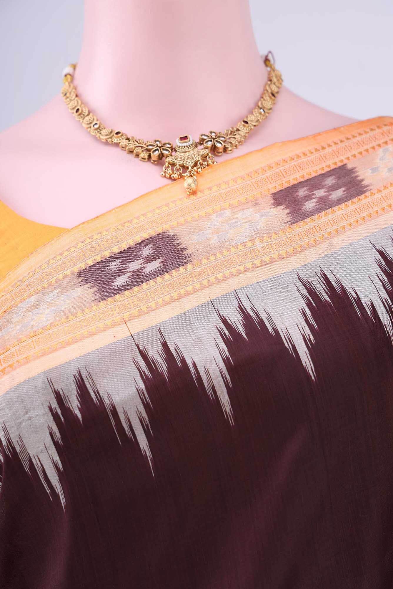 Brown Orissa Silk Saree