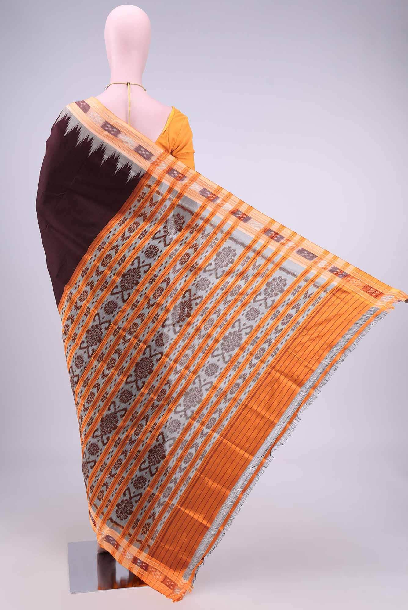 Brown Orissa Silk Saree