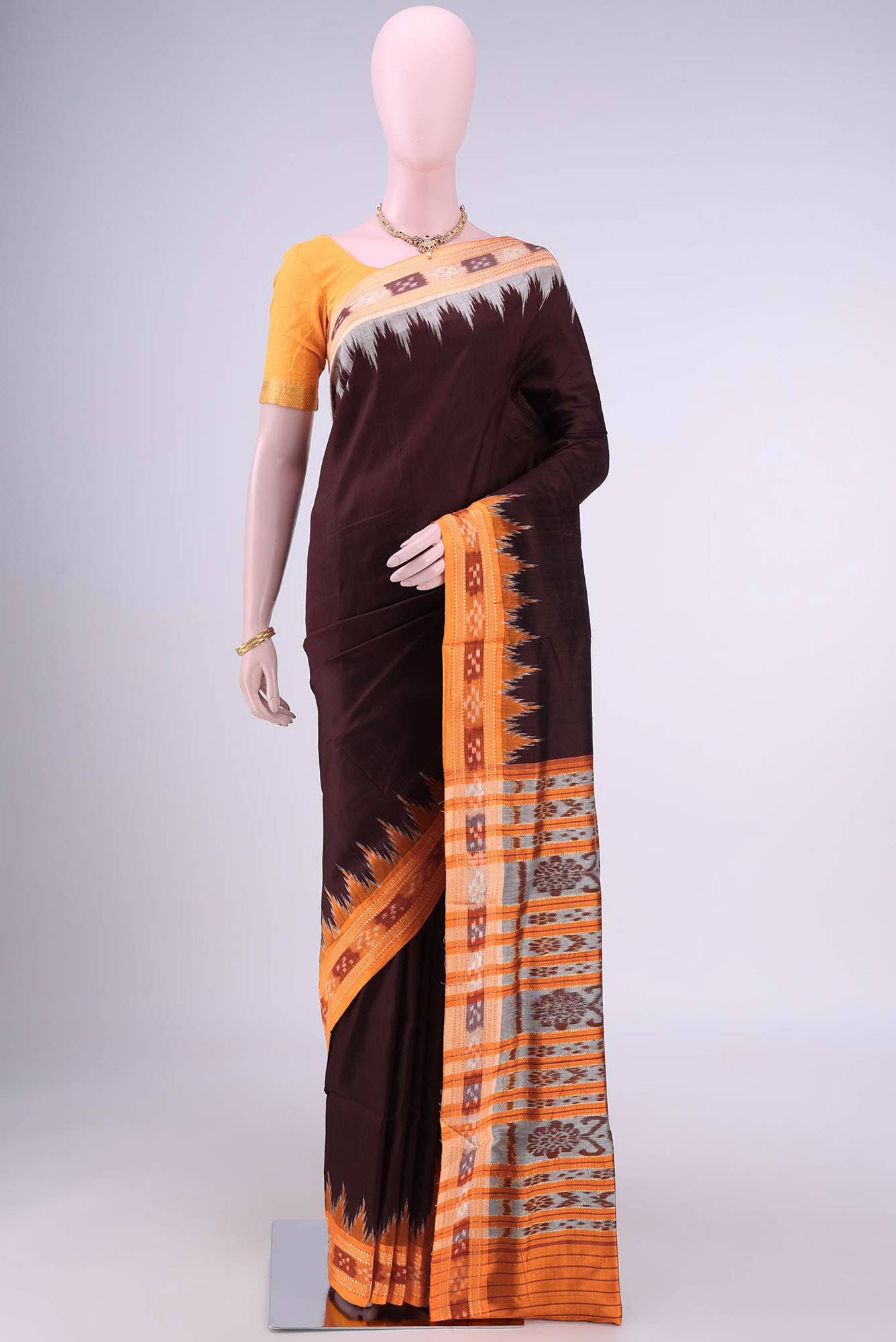 Brown Orissa Silk Saree
