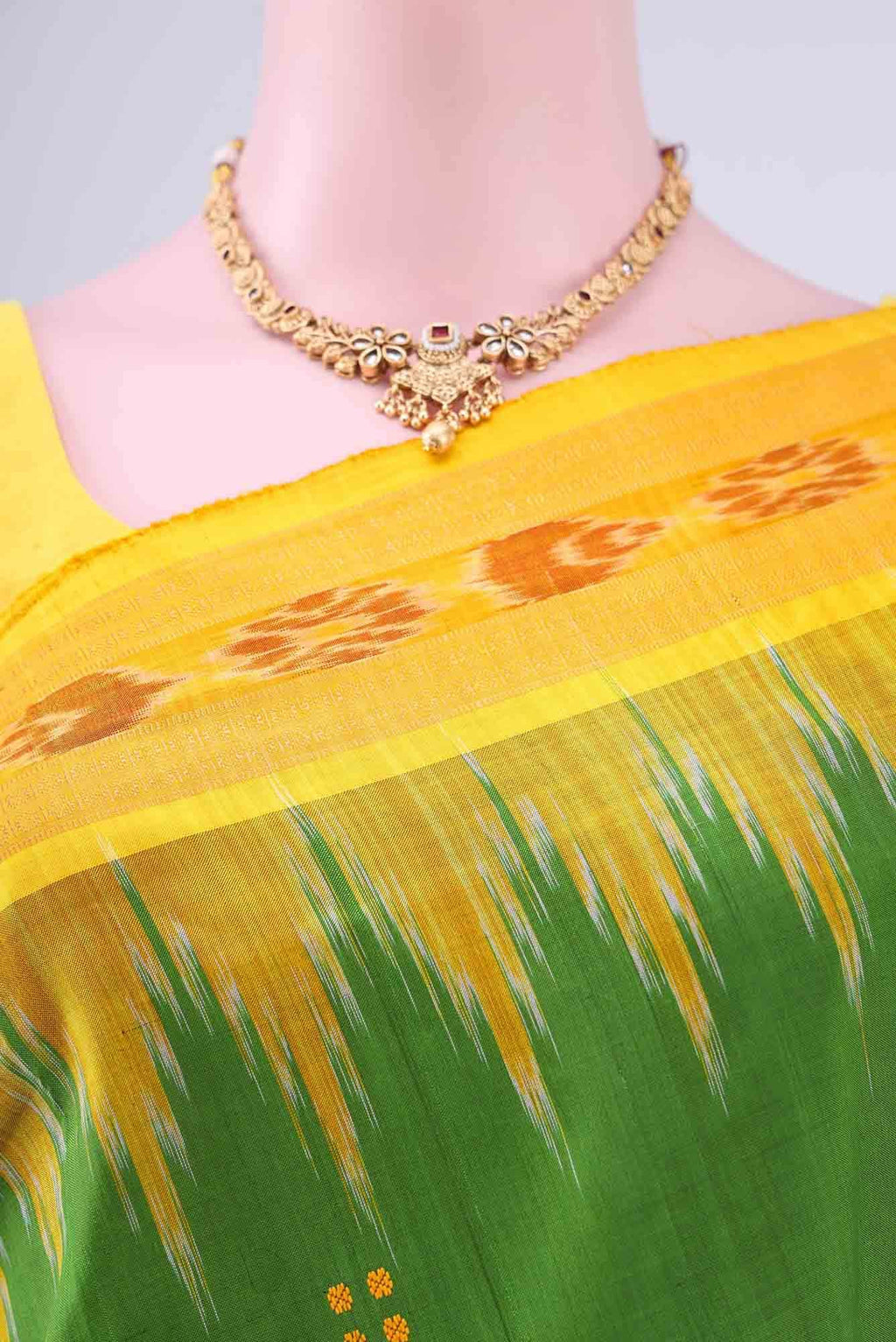 Parrot Green Orissa Silk Saree