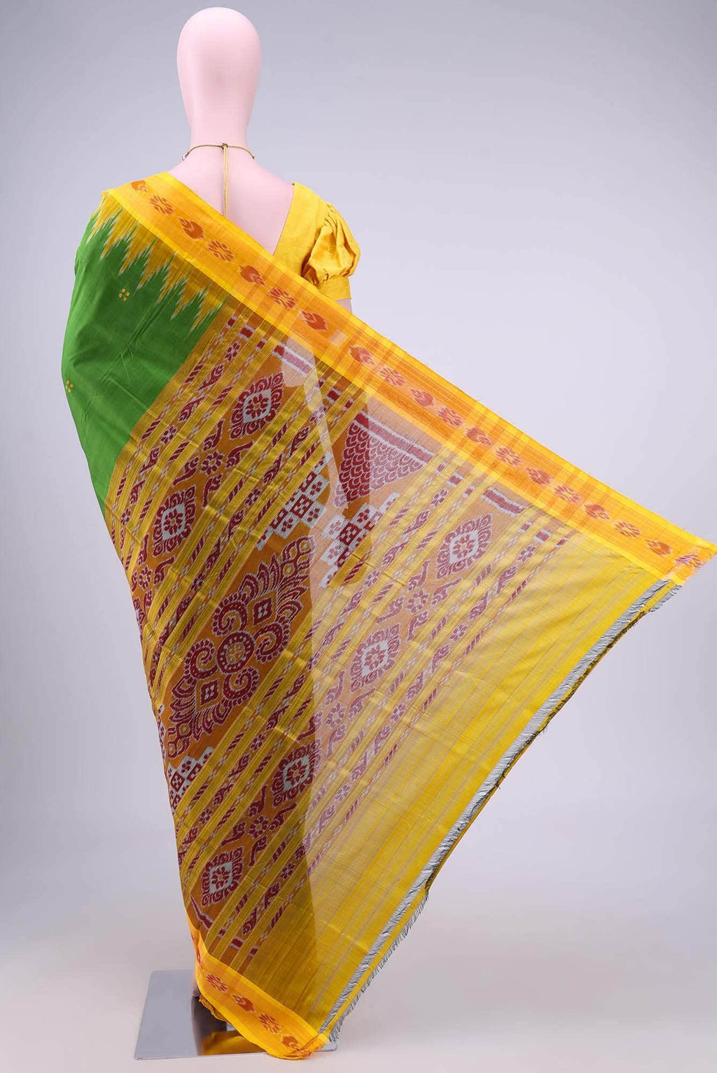 Parrot Green Orissa Silk Saree