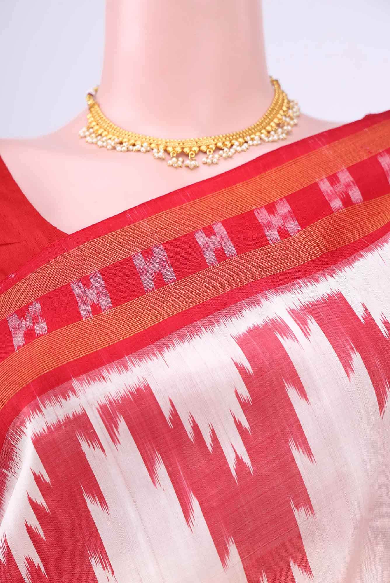 Cream Orissa Silk Saree