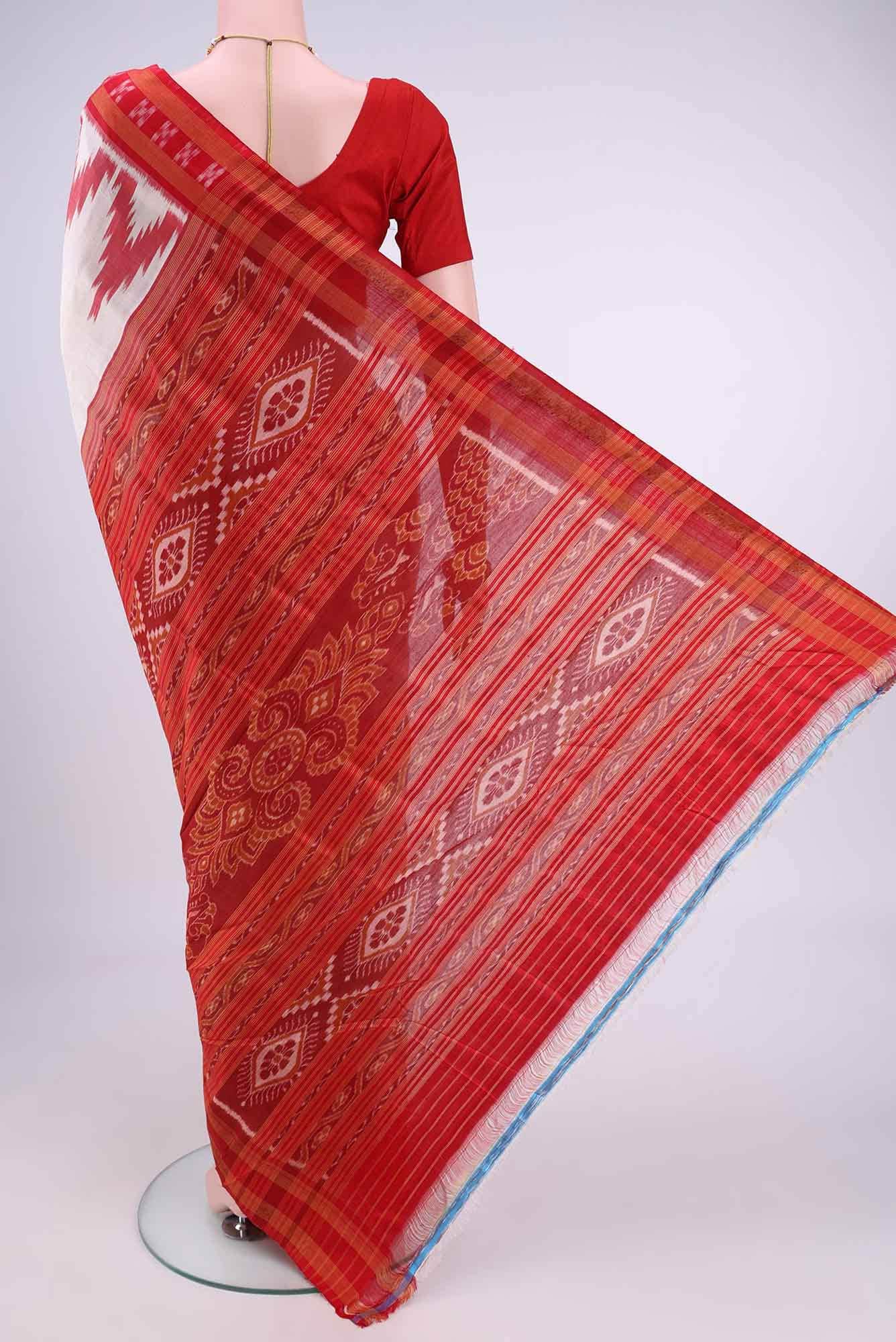 Cream Orissa Silk Saree