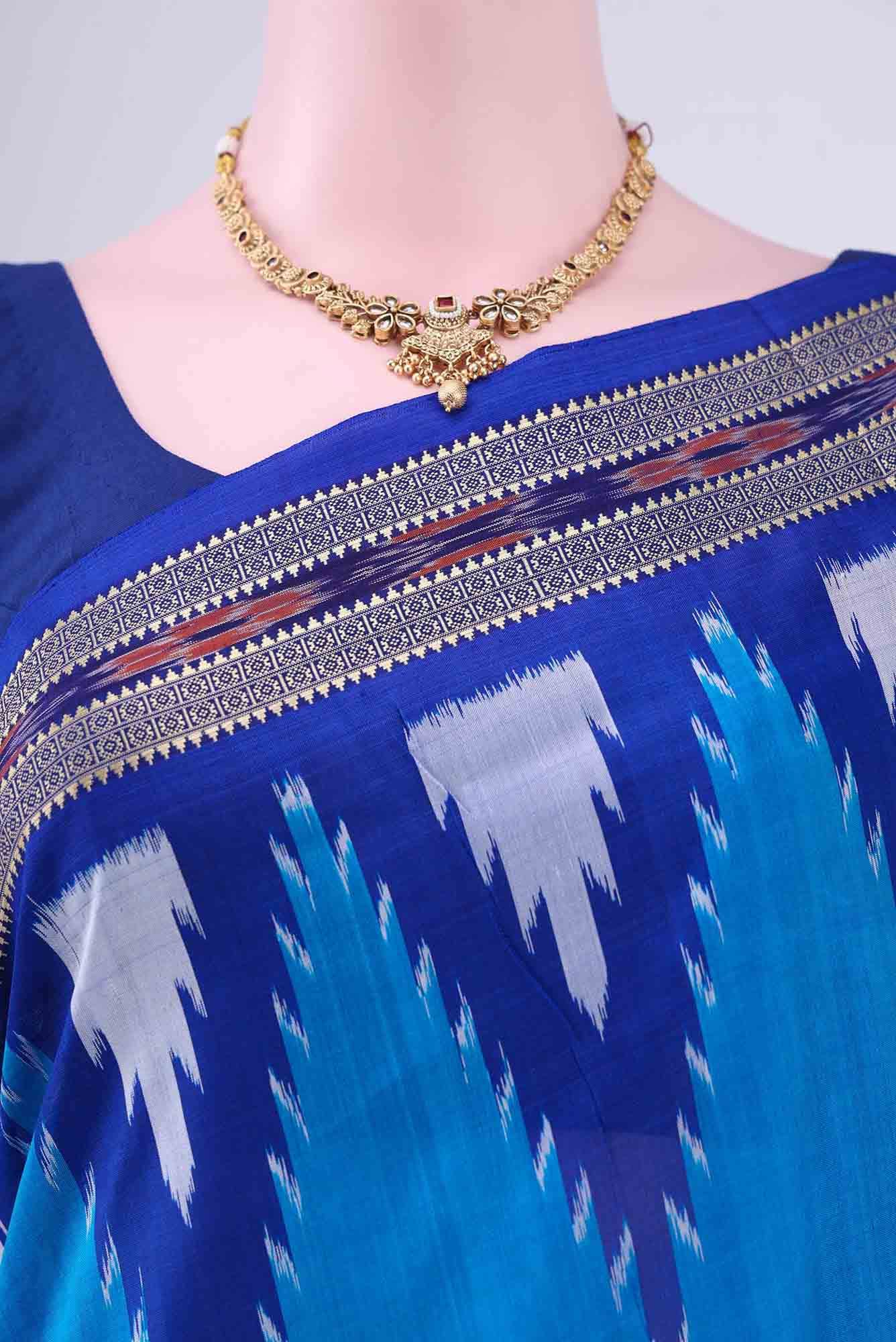 Peacock Blue Orissa Silk Saree