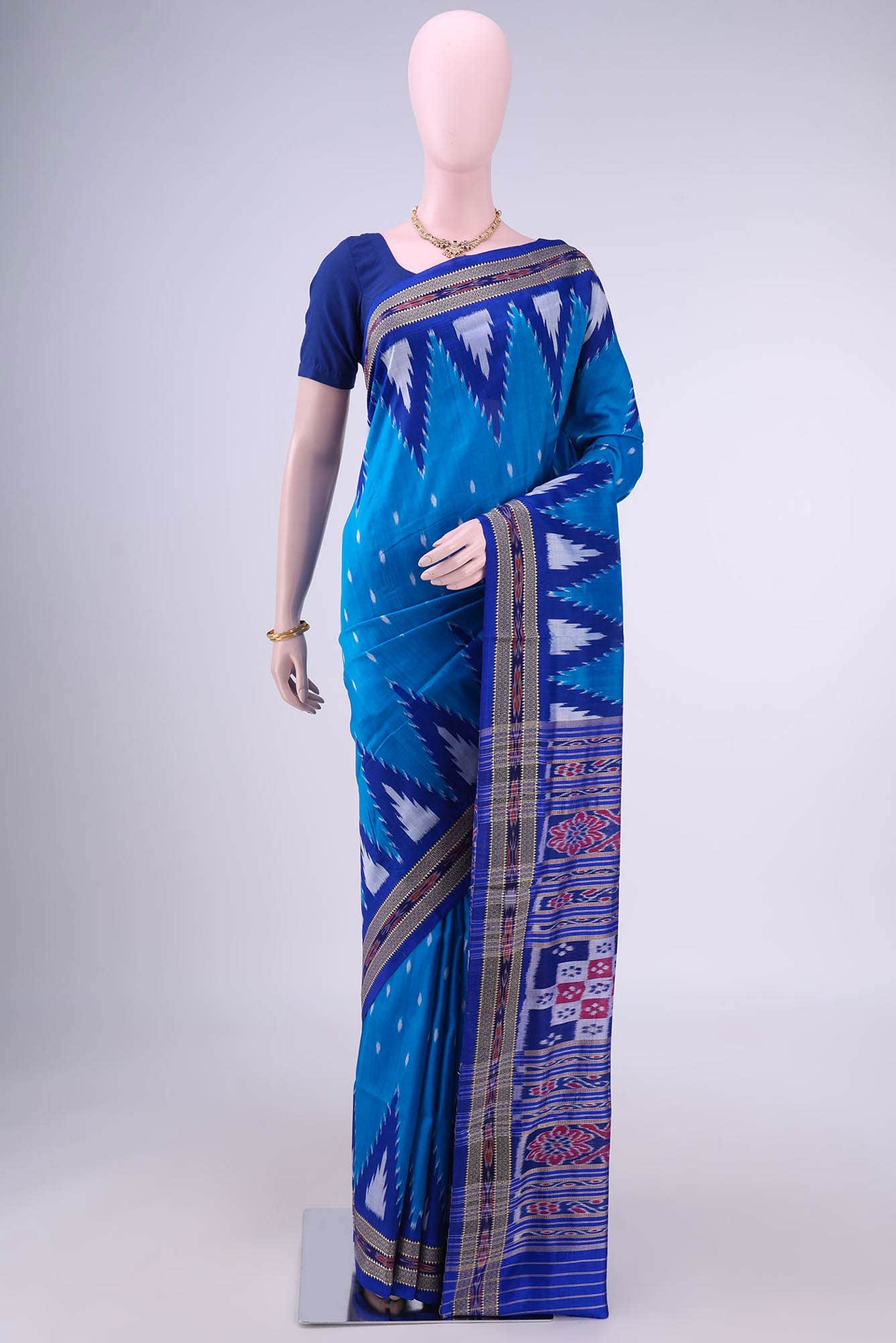 Peacock Blue Orissa Silk Saree