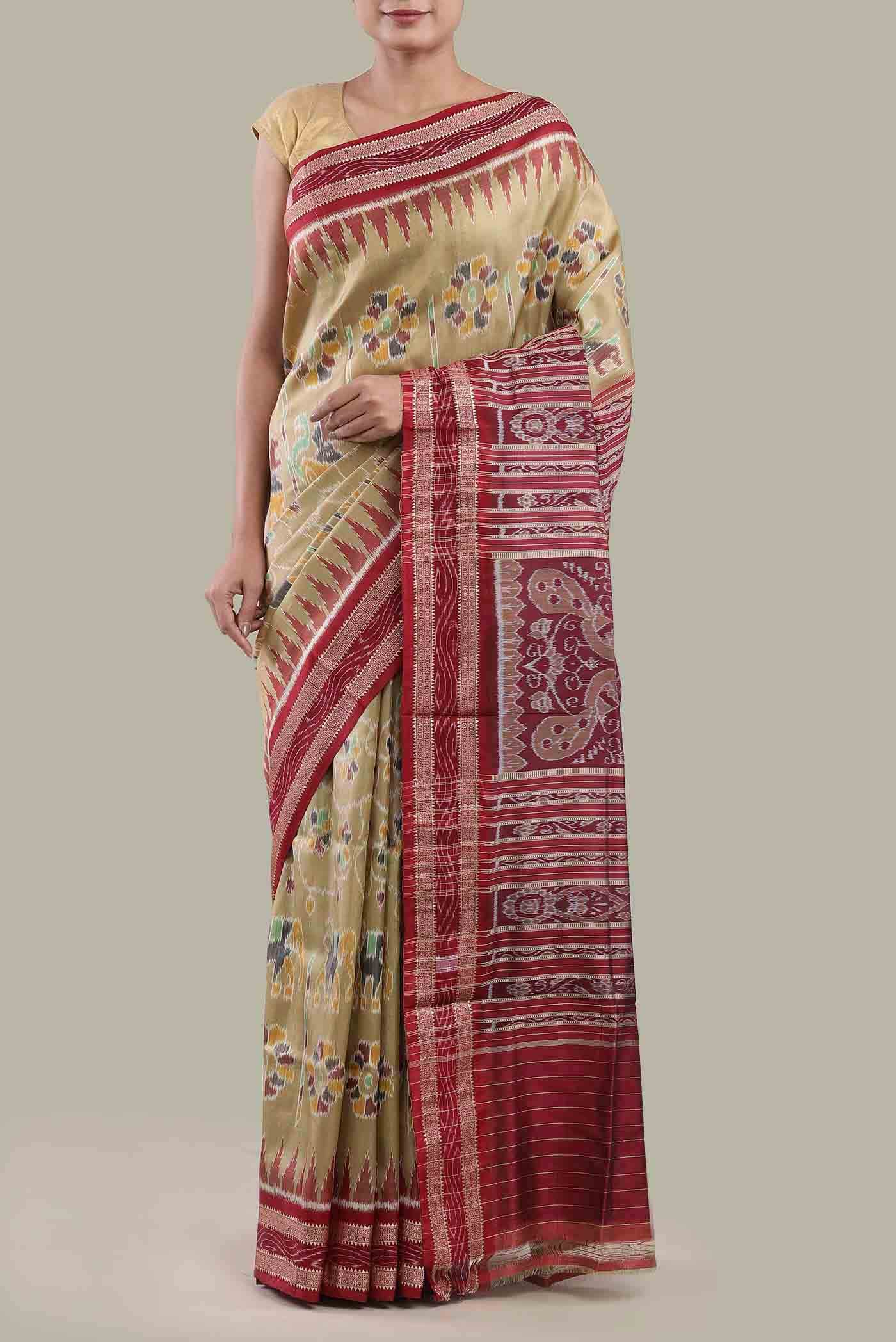Beige Orissa Silk Saree
