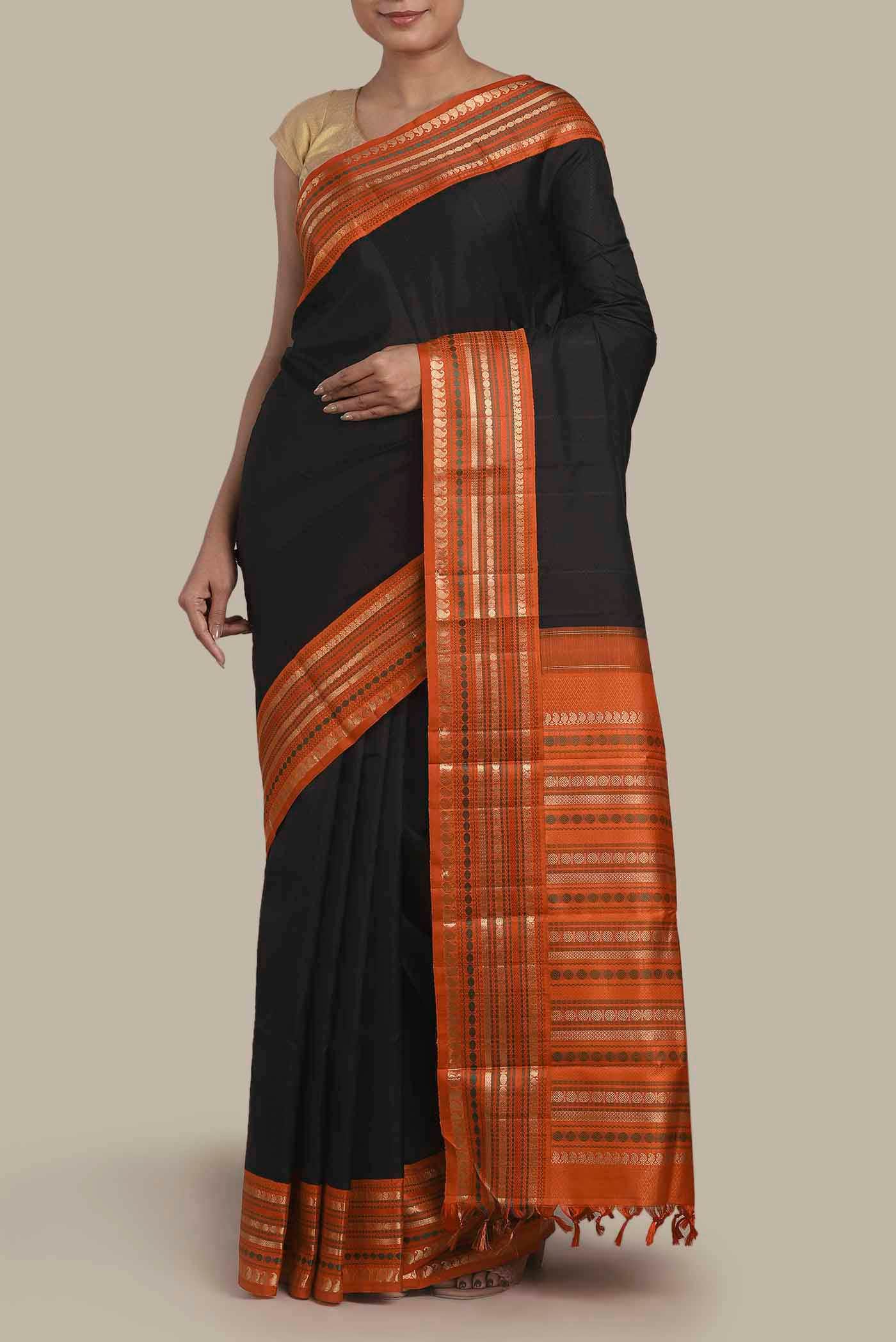 Black Kanchipuram Silk Saree