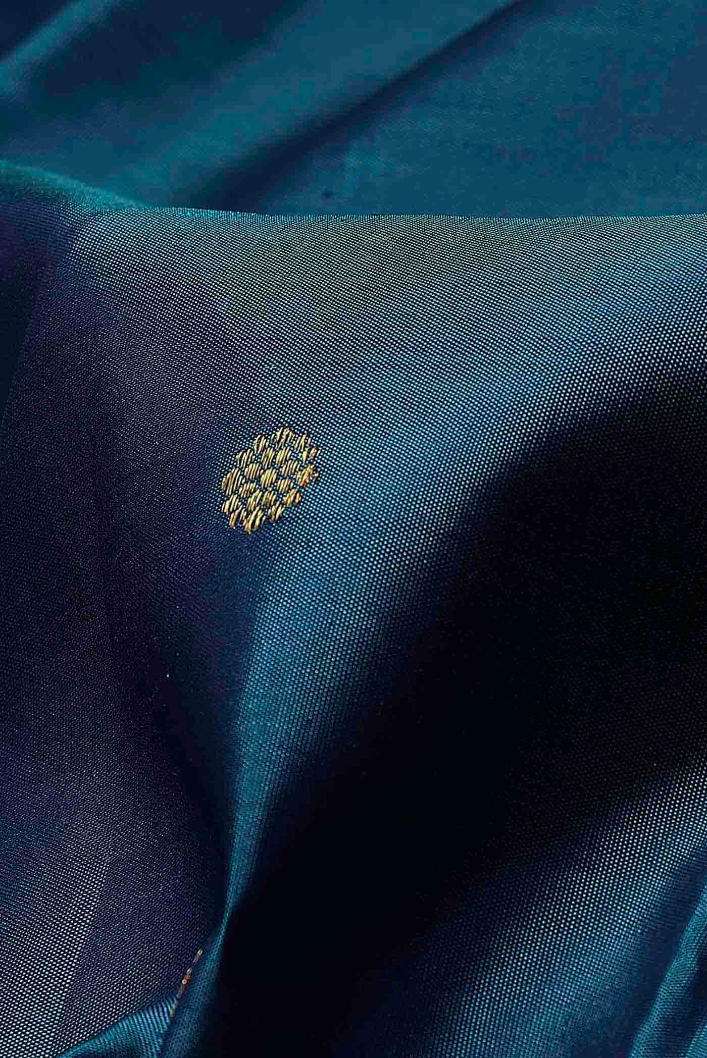 Pure Silk Pure Zari Blue Kanchipuram Saree