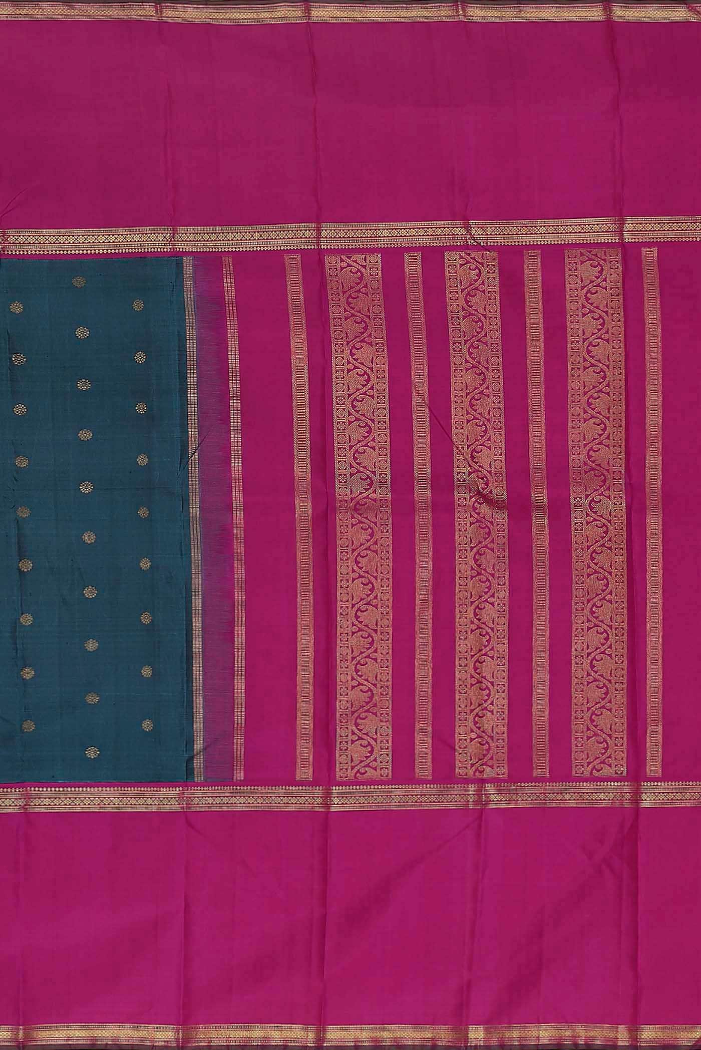 Pure Silk Pure Zari Blue Kanchipuram Saree