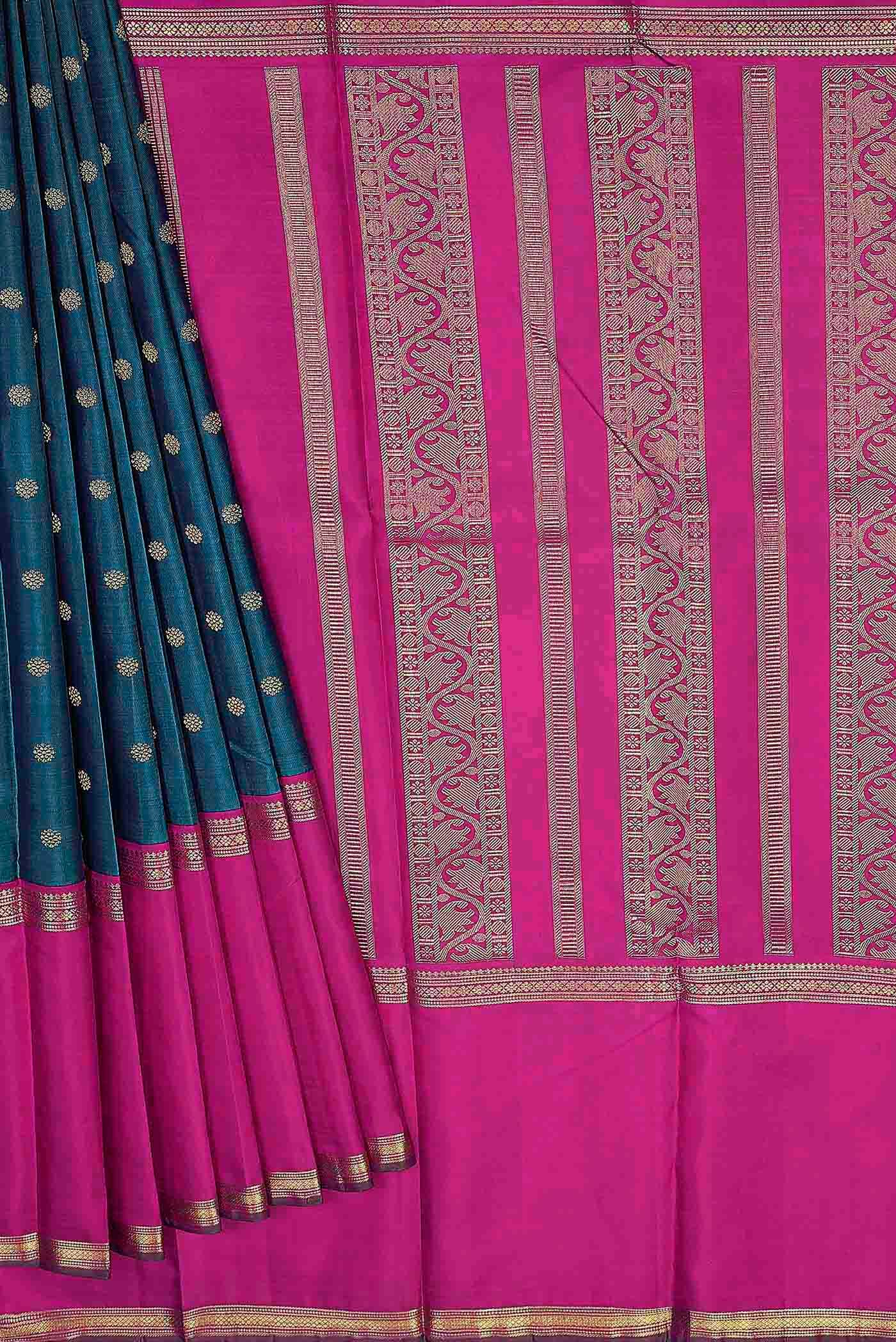Pure Silk Pure Zari Blue Kanchipuram Saree