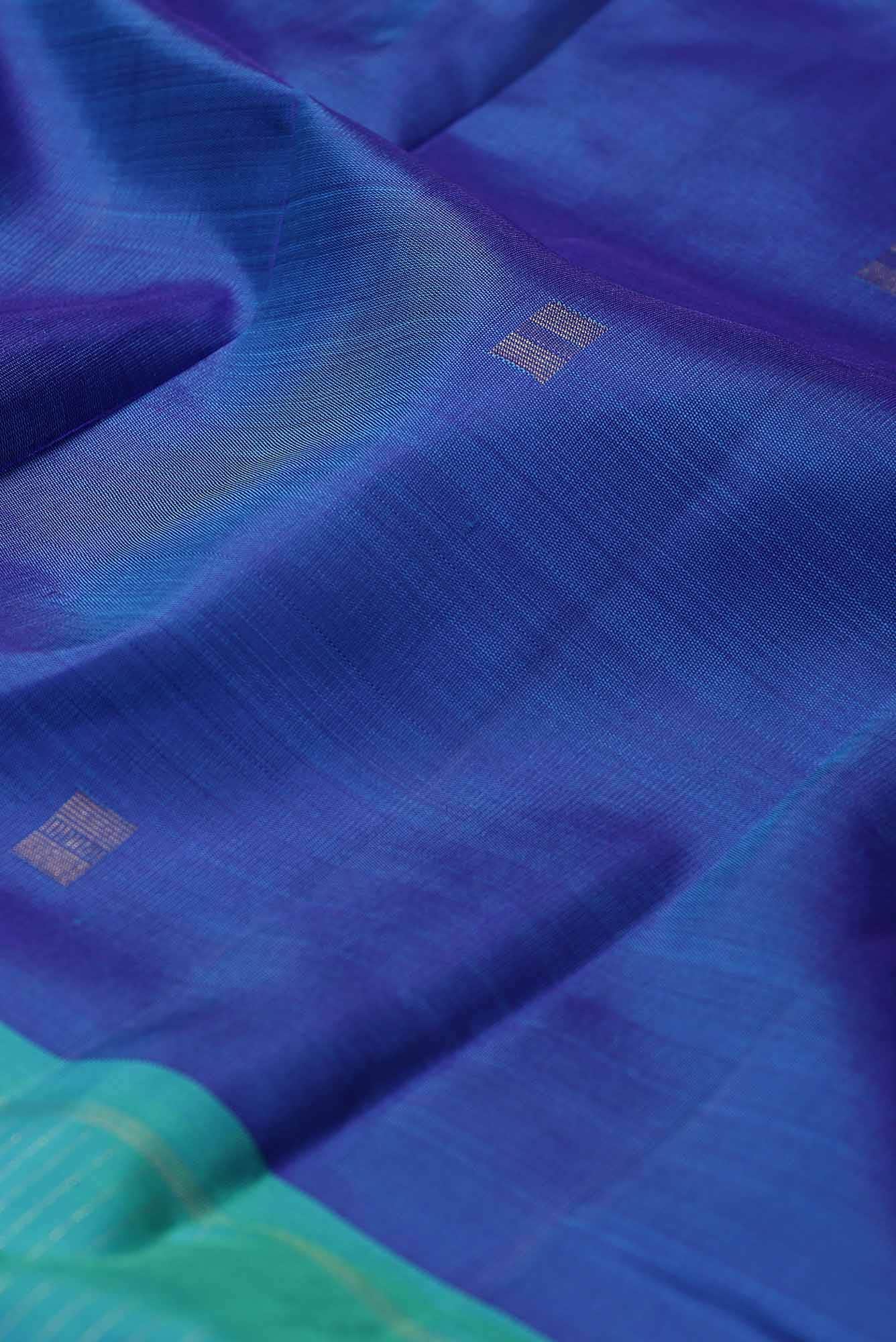 Pure Silk Pure Zari Blue Kanchipuram Saree