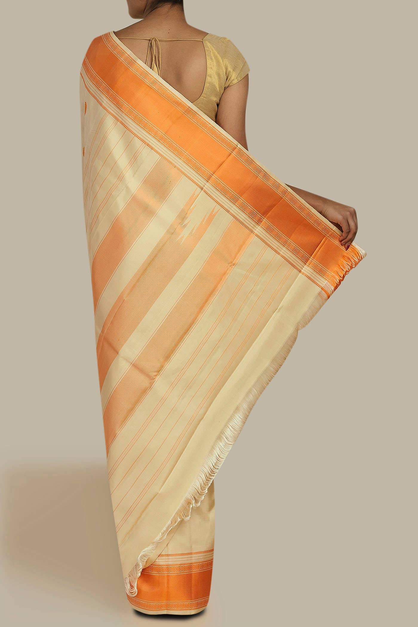 Cream Kanchipuram Silk Saree