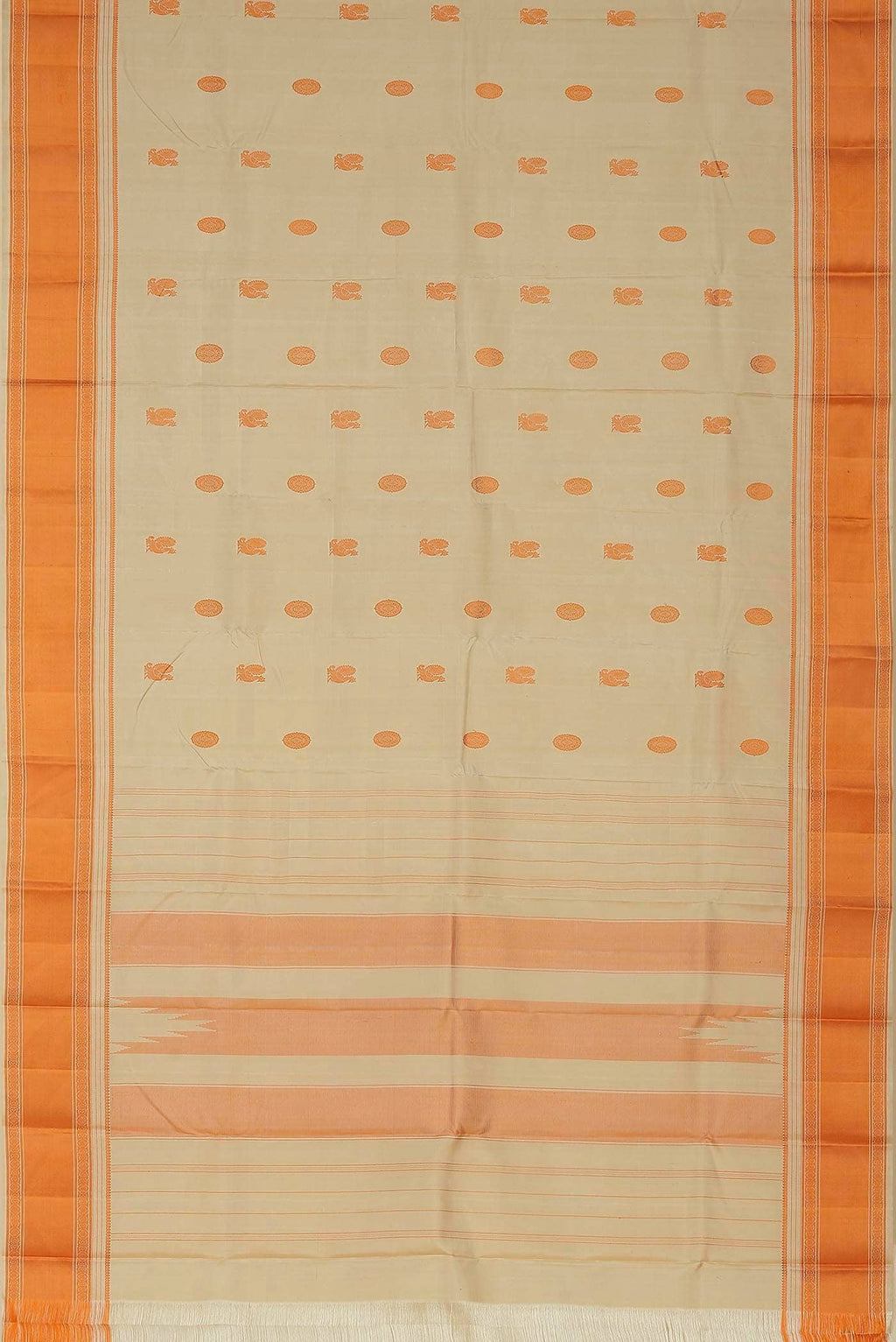 Cream Kanchipuram Silk Saree