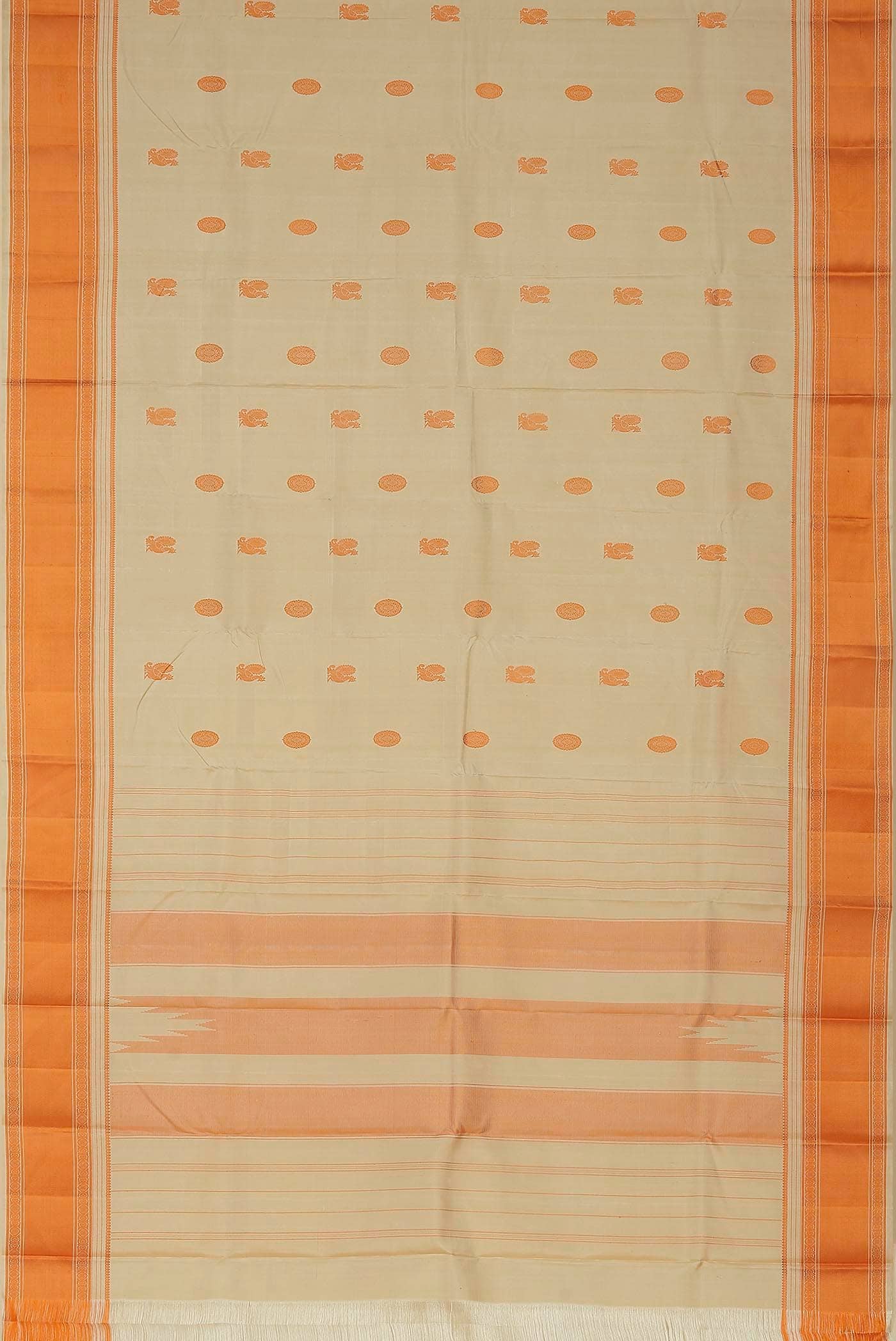 Cream Kanchipuram Silk Saree