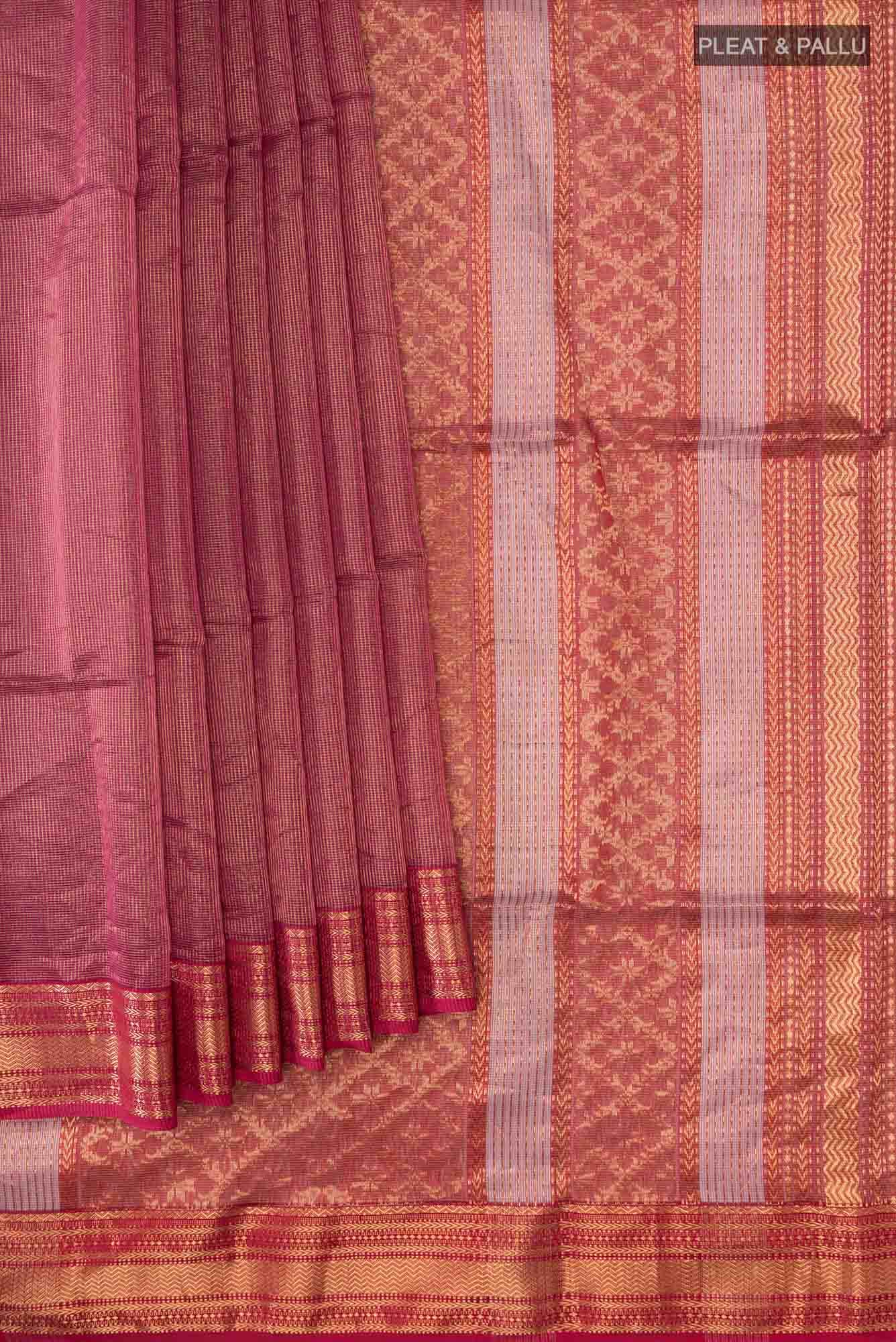 Maroon Maheshwari Silk Cotton Saree