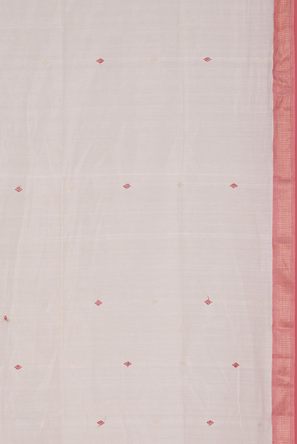 White Maheshwari Silk Cotton Saree