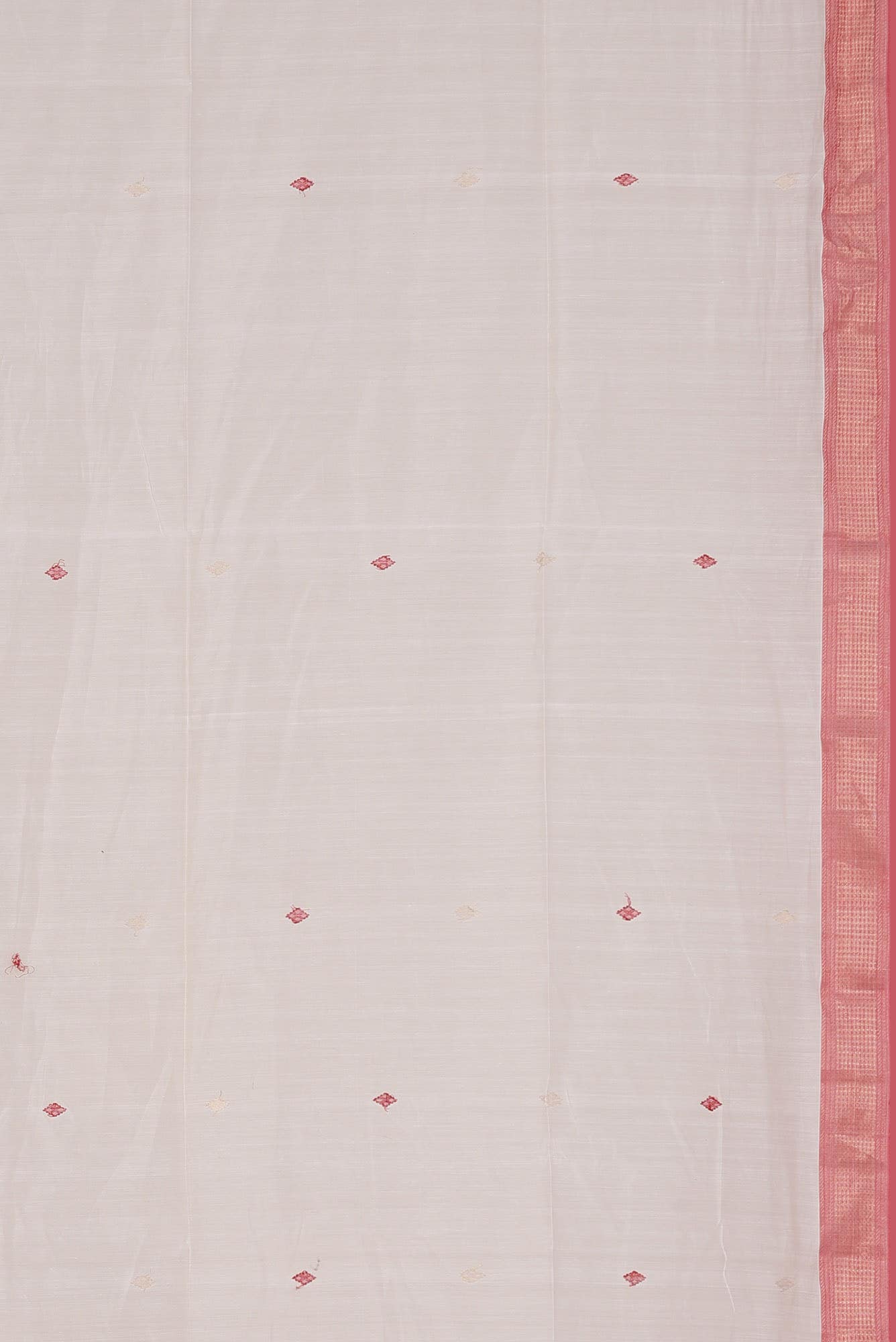 White Maheshwari Silk Cotton Saree