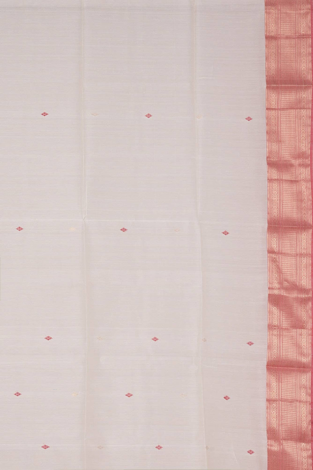 White Maheshwari Silk Cotton Saree