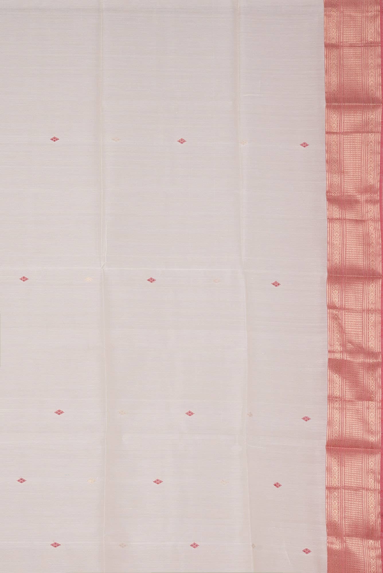 White Maheshwari Silk Cotton Saree