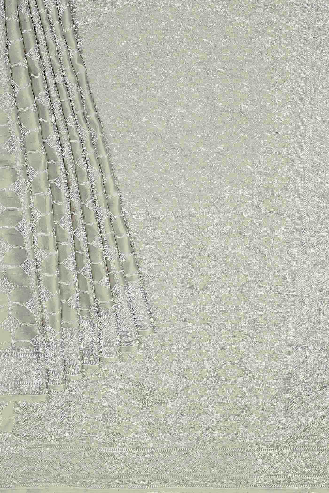 Cream Banarasi Silk Saree